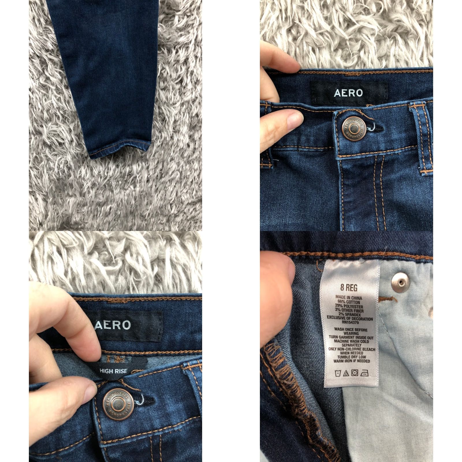 Vintage Aéropostale High Rise Skinny Jeans Women 8 Dark Wash Blue Denim Size 30" / US 8 / IT 44 - 8 Thumbnail