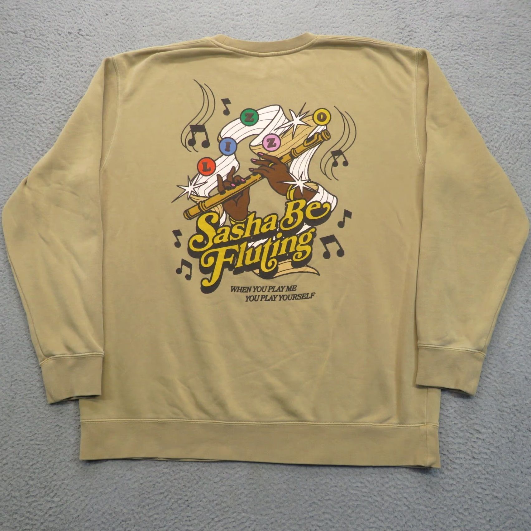 Rizzoli Lizzo Sweater Women 2XL Official Tour Merch Pullover Sweatshirt Concert Beige Crew Neck Long Sleeve Regular Fit Logo Size XXL / US 16-18 / IT 52-54 - 2 Thumbnail