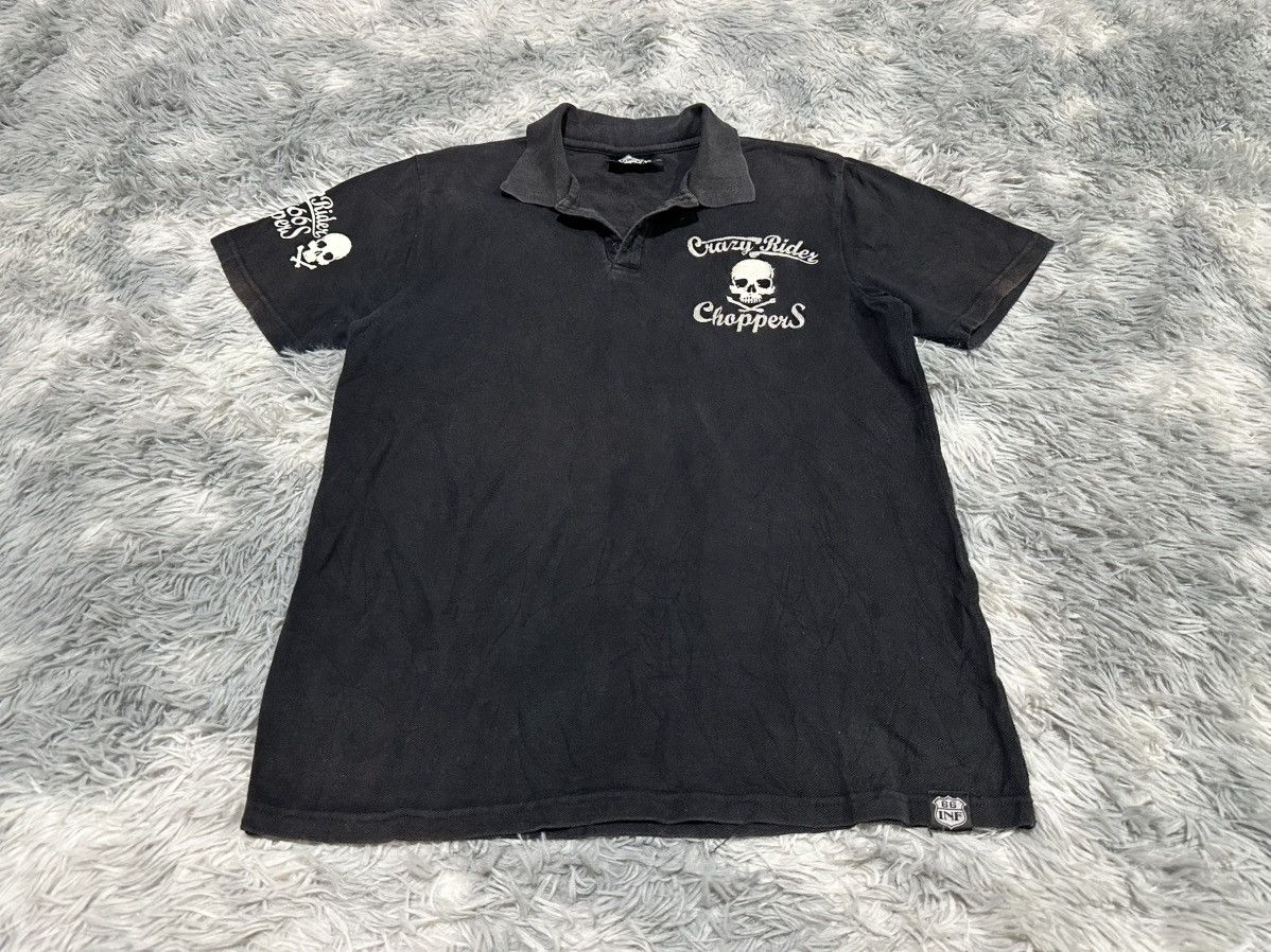 Japanese Brand 🔥Sick Y2K Infinity Cross Skull Embroidered Polo Shirt Biker Size US L / EU 52-54 / 3 - 7 Thumbnail