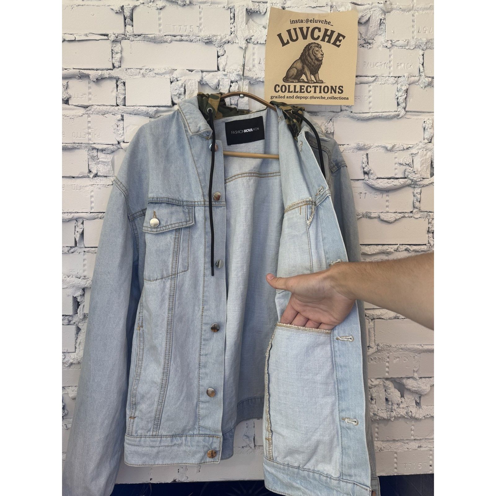 Forever 21 Fashion Nova Mens Large Blue Denim Camo Hood Streetwear Jean Size US L / EU 52-54 / 3 - 2 Thumbnail