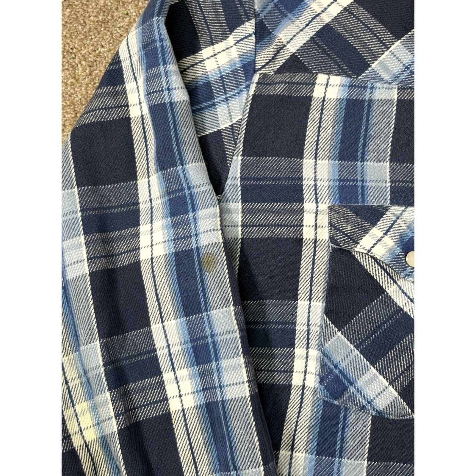 Vintage VINTAGE Prentiss Outdoors Flannel Pearl Snap Shirt Mens Large Blue Plaid Regular Size US L / EU 52-54 / 3 - 4 Thumbnail