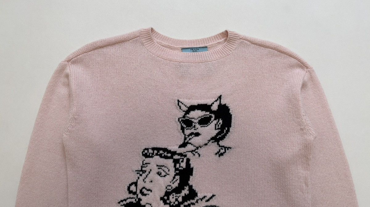 Prada S/S 17 ‘Comic Patterned’ Pink Wool Sweater Size US M / EU 48-50 / 2 - 3 Thumbnail