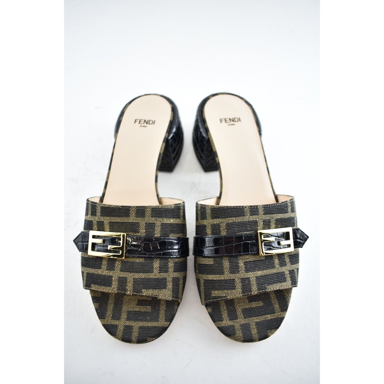 Fendi FF Monogram Backless Sandal Block Heel Mule Slide Pump 37 Size US 7 / IT 37 - 5 Thumbnail