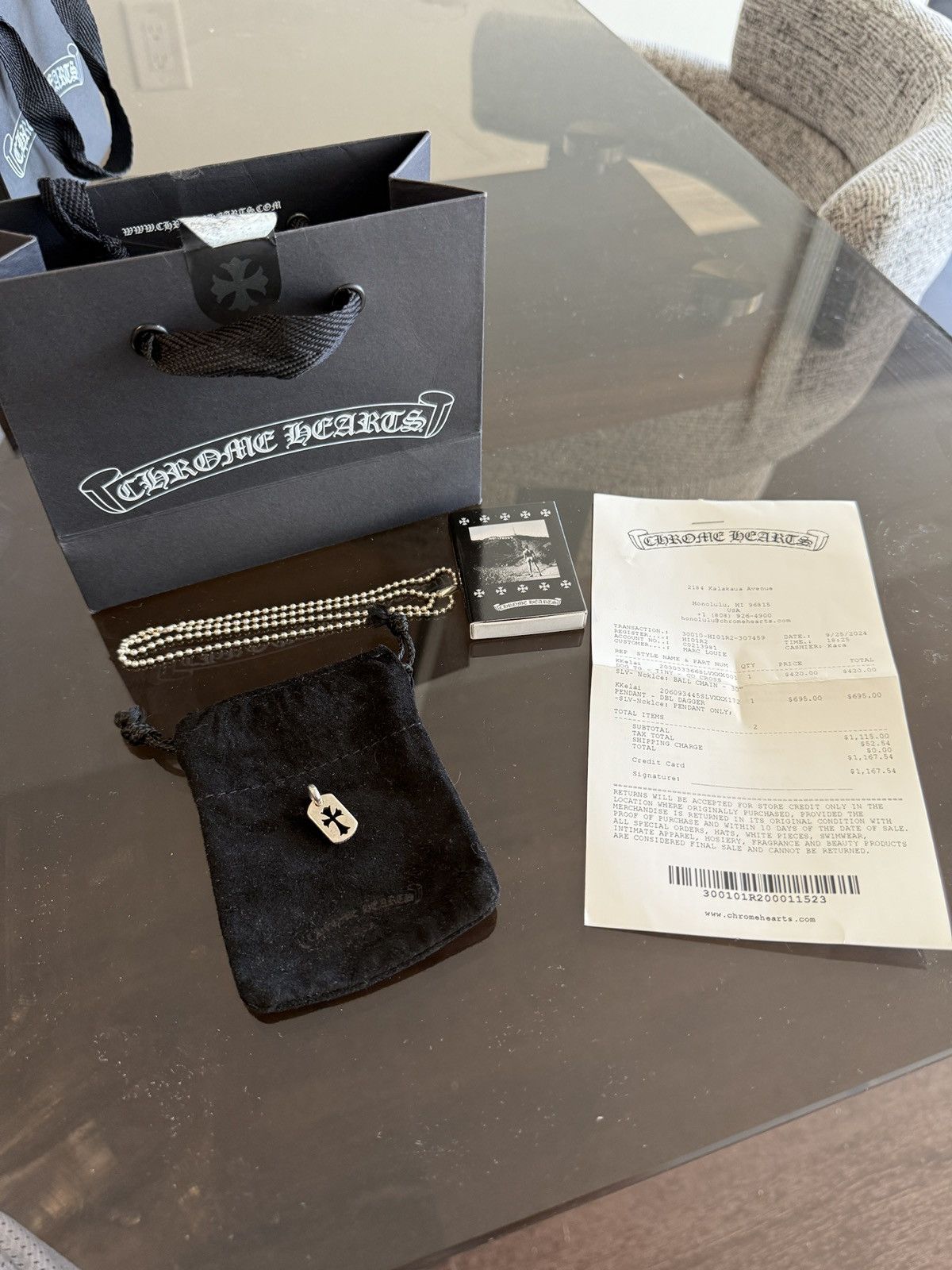 Chrome Hearts Tiny Cross Dog Tag Pendant with Ball Chain