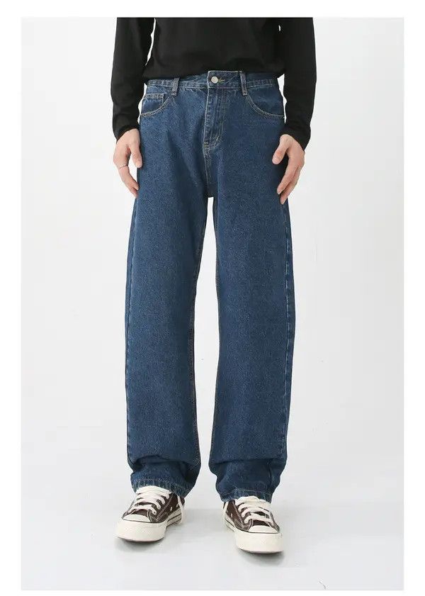 Japanese Brand Dark blue washed loose casual all-match straight jeans Size US 32 / EU 48 - 1 Thumbnail