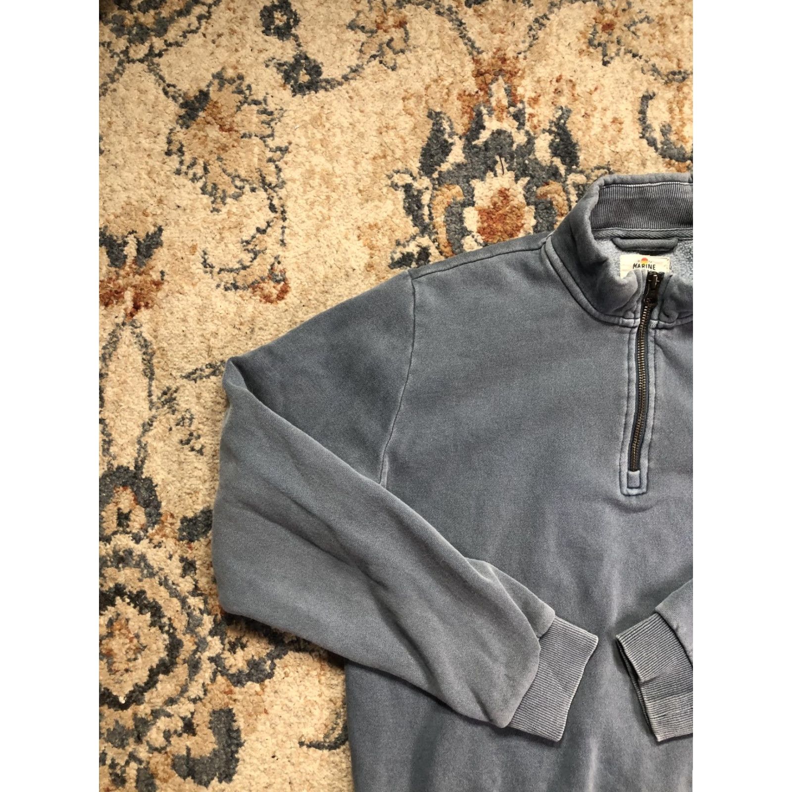 Marine Layer Marine Layer Sweatshirt Mens Small Blue 1/4 Zip Fleece Mock Neck Logo Pullover Size US S / EU 44-46 / 1 - 3 Thumbnail