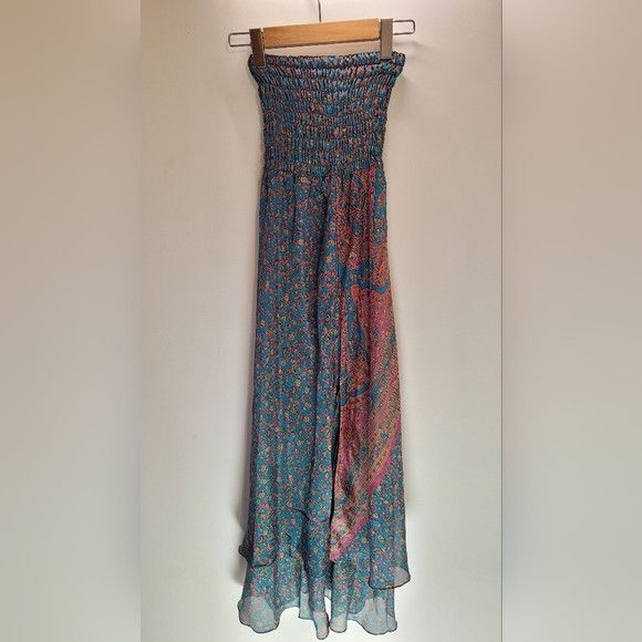 Other 100% Silk Boho Maxi Strapless Tube Dress- Size Xs Size XS / US 0-2 / IT 36-38 - 2 Thumbnail