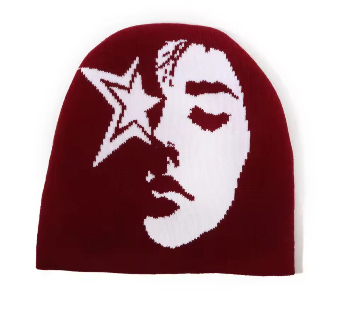 Other Y2K Opium ALT Knit Punk Star Face Beanie Hat Skullies Cap Size ONE SIZE - 2 Thumbnail
