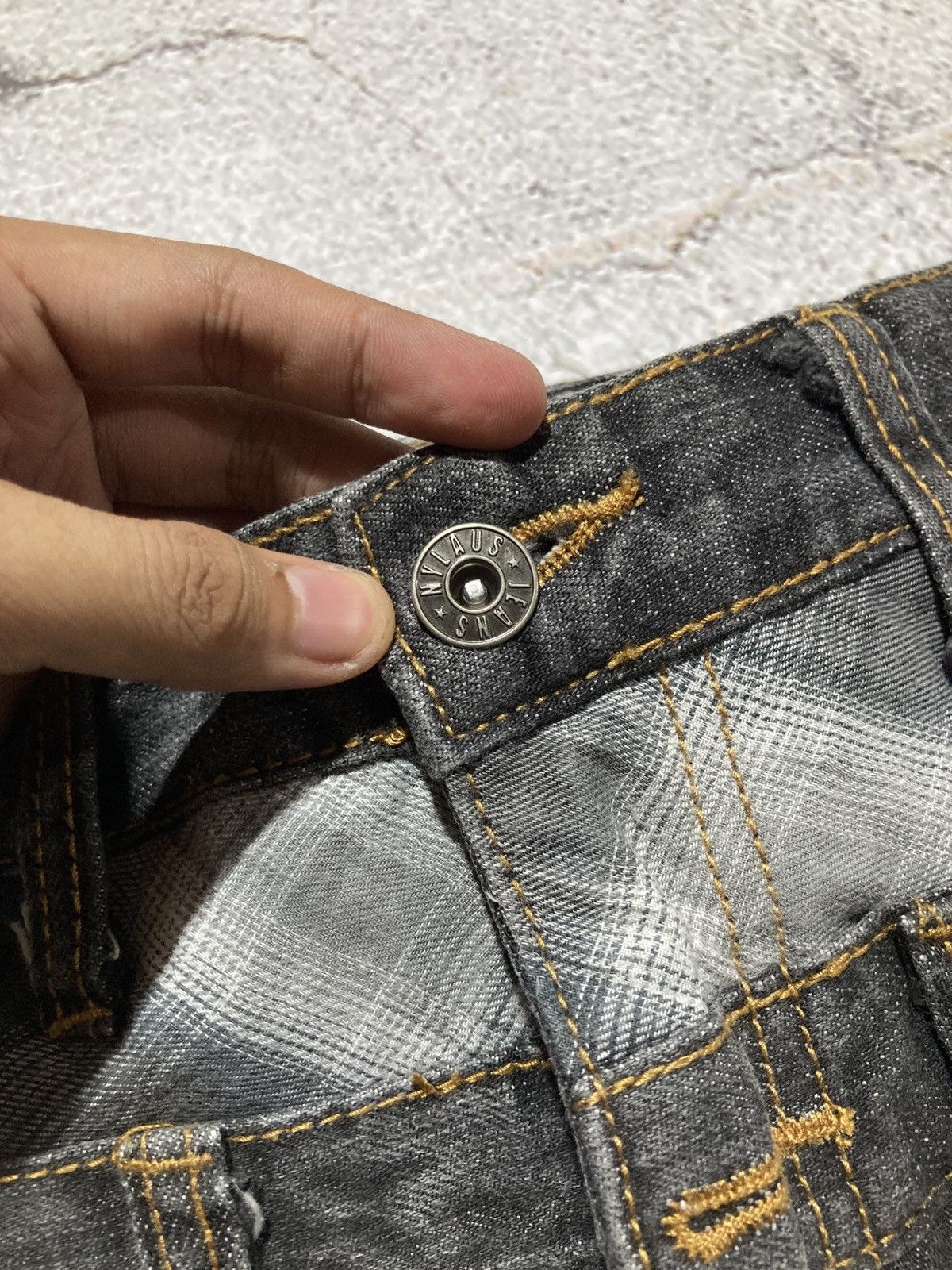 Japanese Brand 2000s Nylaus Double Waist Denim Jeans Pant Faded Y2k Size US 28 / EU 44 - 9 Thumbnail