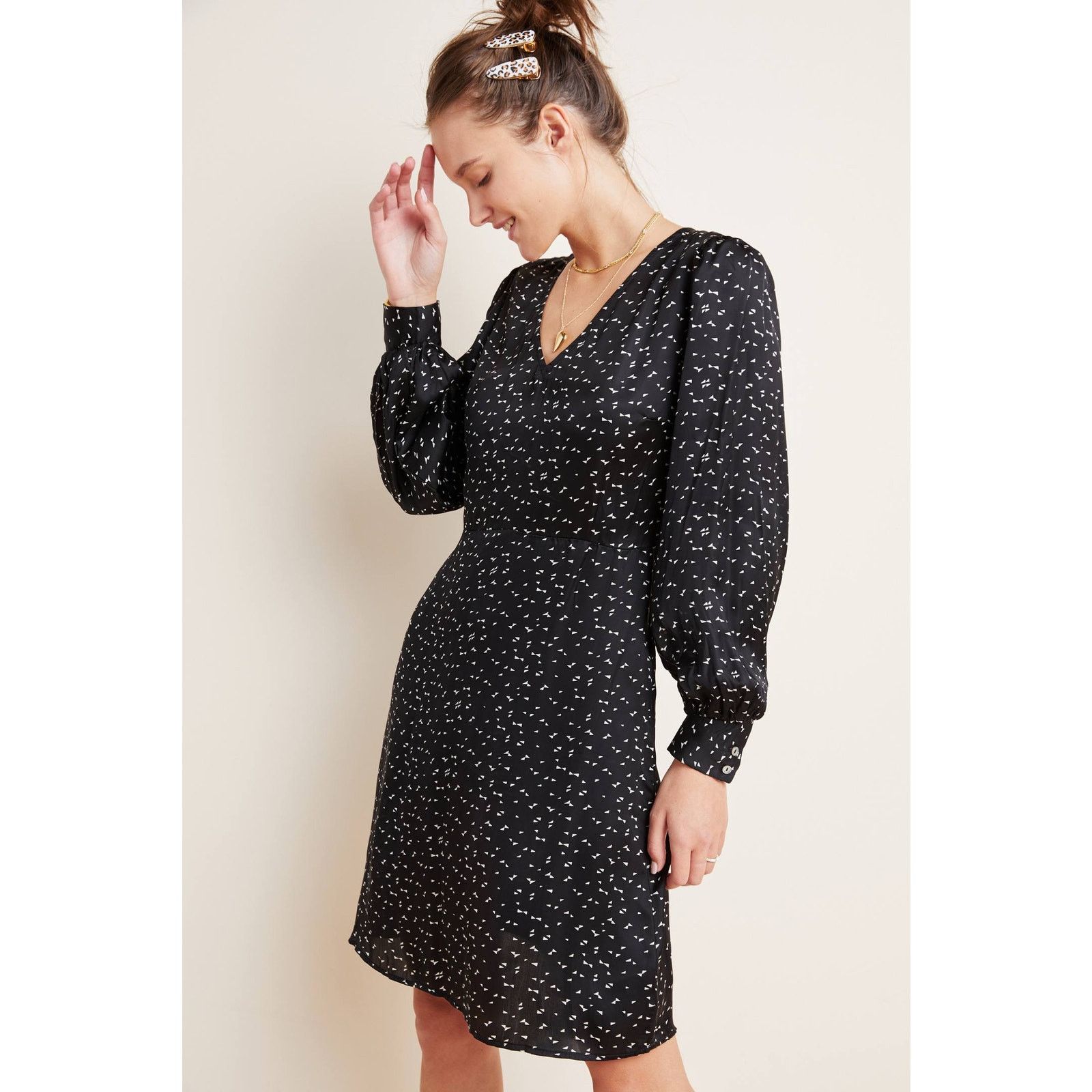 New Anthropologie Rachel Satin Tunic Dress VELVET $208 SMALL