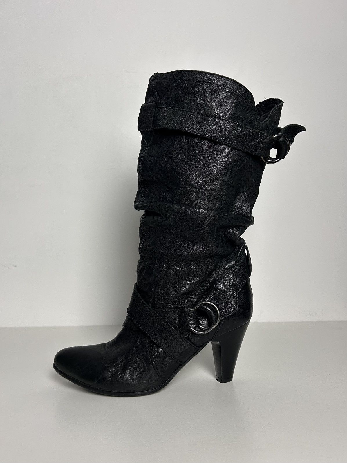 Other Vintage Italian leather heeled boots with buckles Size US 8 / IT 38 - 4 Thumbnail