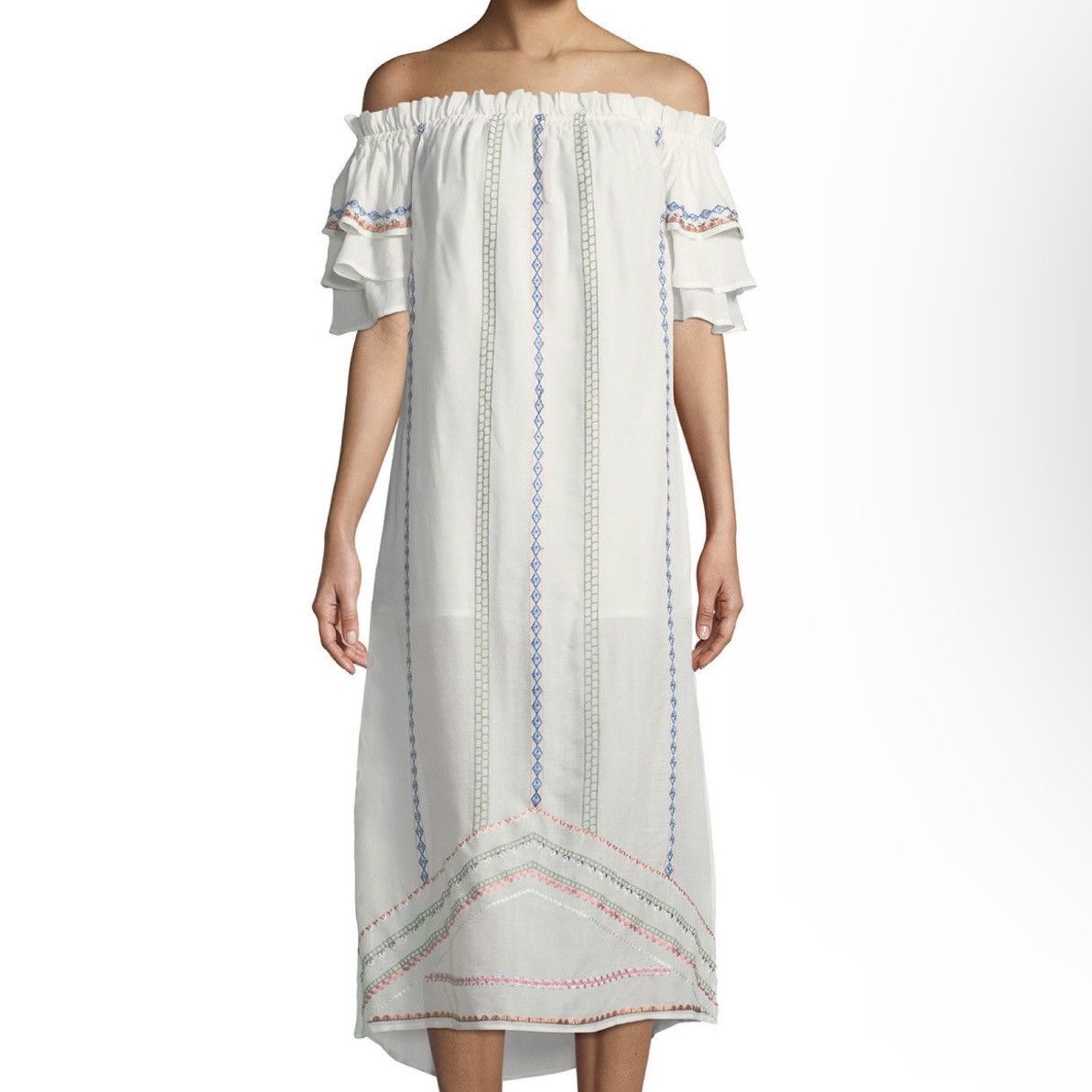 Anthropologie × Red Carter Embroidered off shoulder dress Size XS / US 0-2 / IT 36-38 - 14 Thumbnail