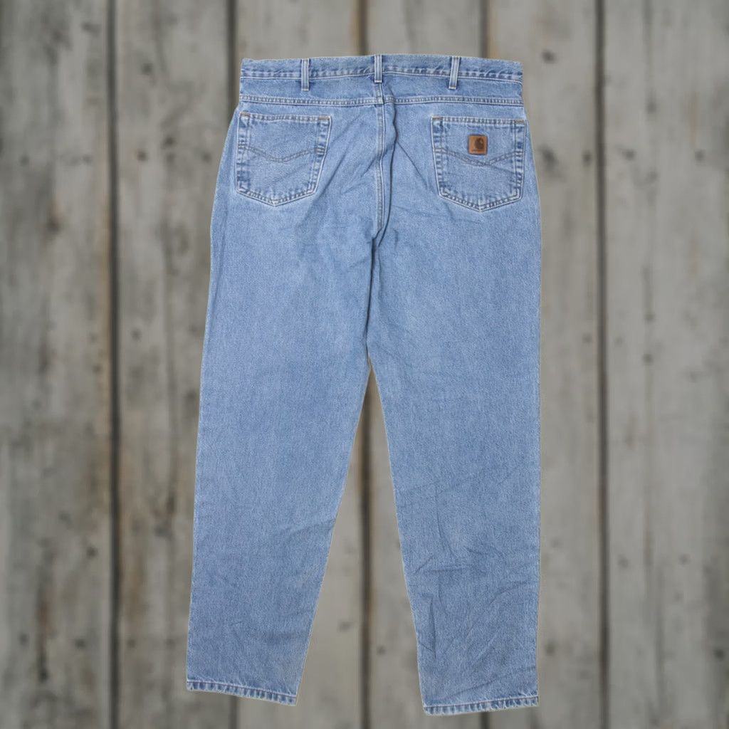 Carhartt VINTAGE Carhartt Light Blue Denim Jeans 1030 XX-Large Regular Light blue Cotton Mens Jeans 90s Size US 39 - 1 Thumbnail