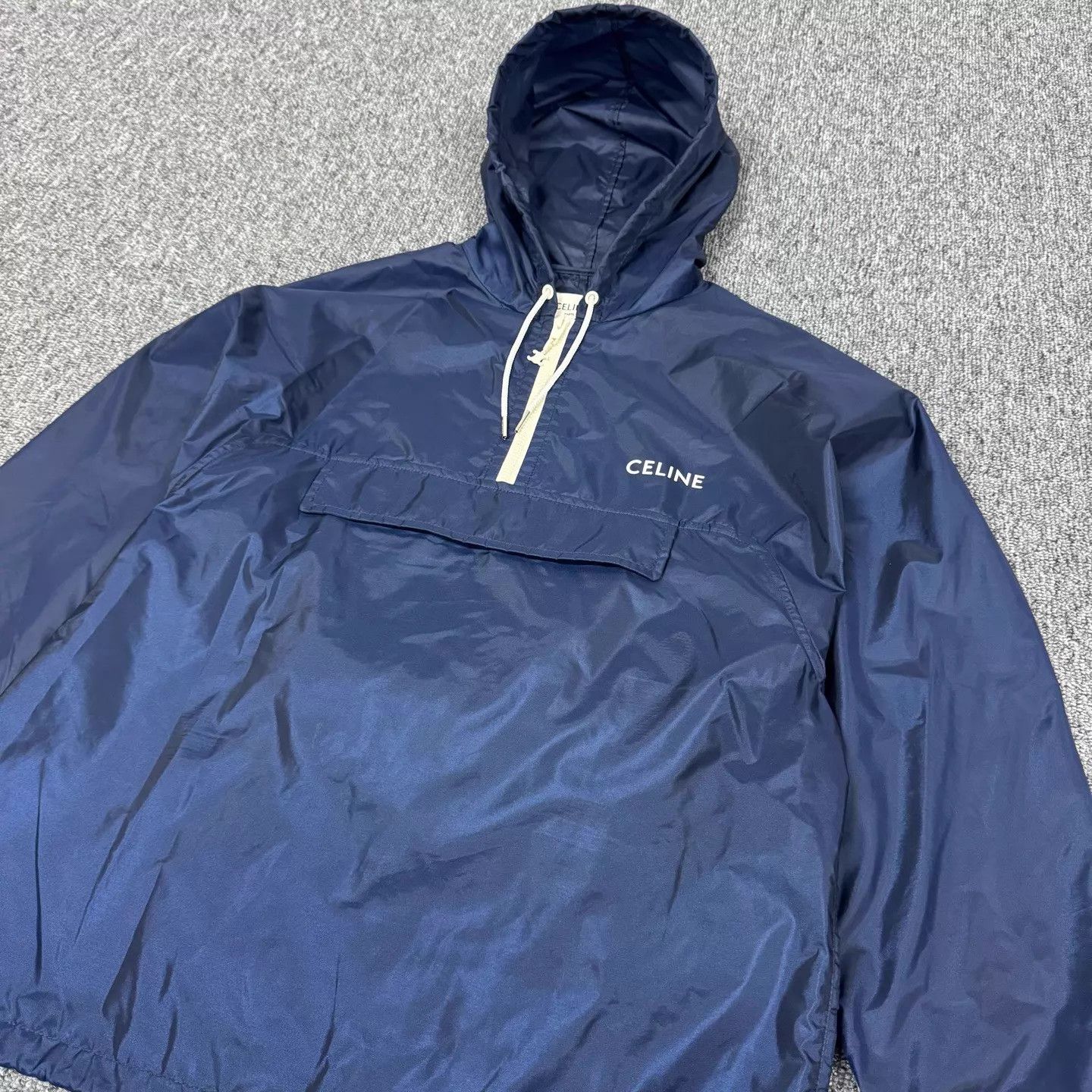 Celine Celine Navy Logo Print Half-Zip Hooded Jacket Size 36 Size XS / US 0-2 / IT 36-38 - 4 Thumbnail