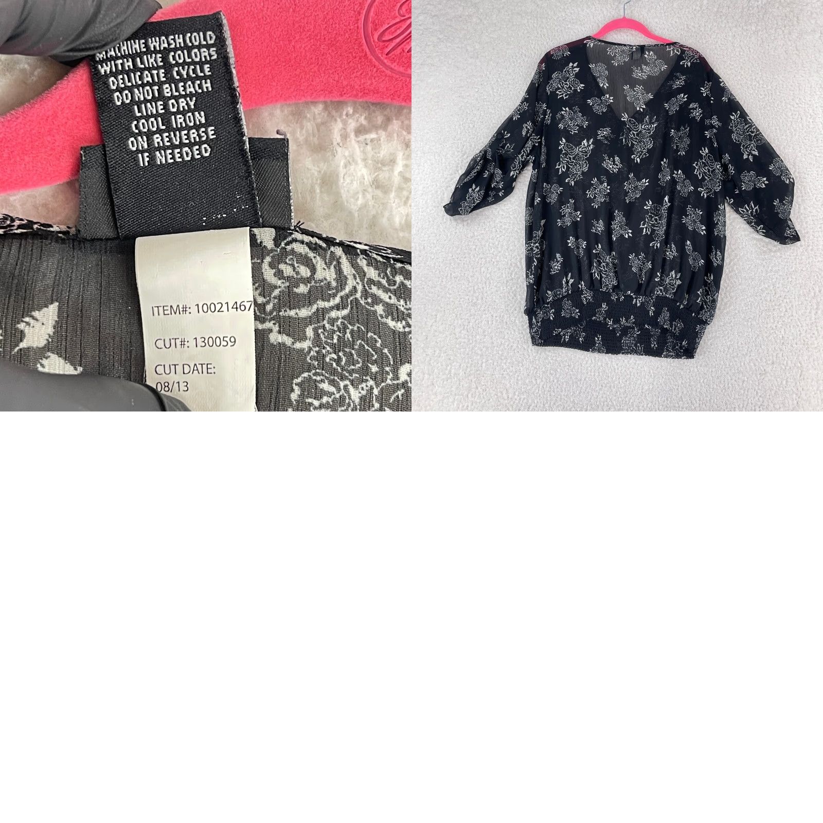 Torrid Torrid Black Floral Print Chiffon V-Neck Shirt Womens 3/4 Sleeve Plus Size 2X Size XXL / US 16-18 / IT 52-54 - 8 Thumbnail