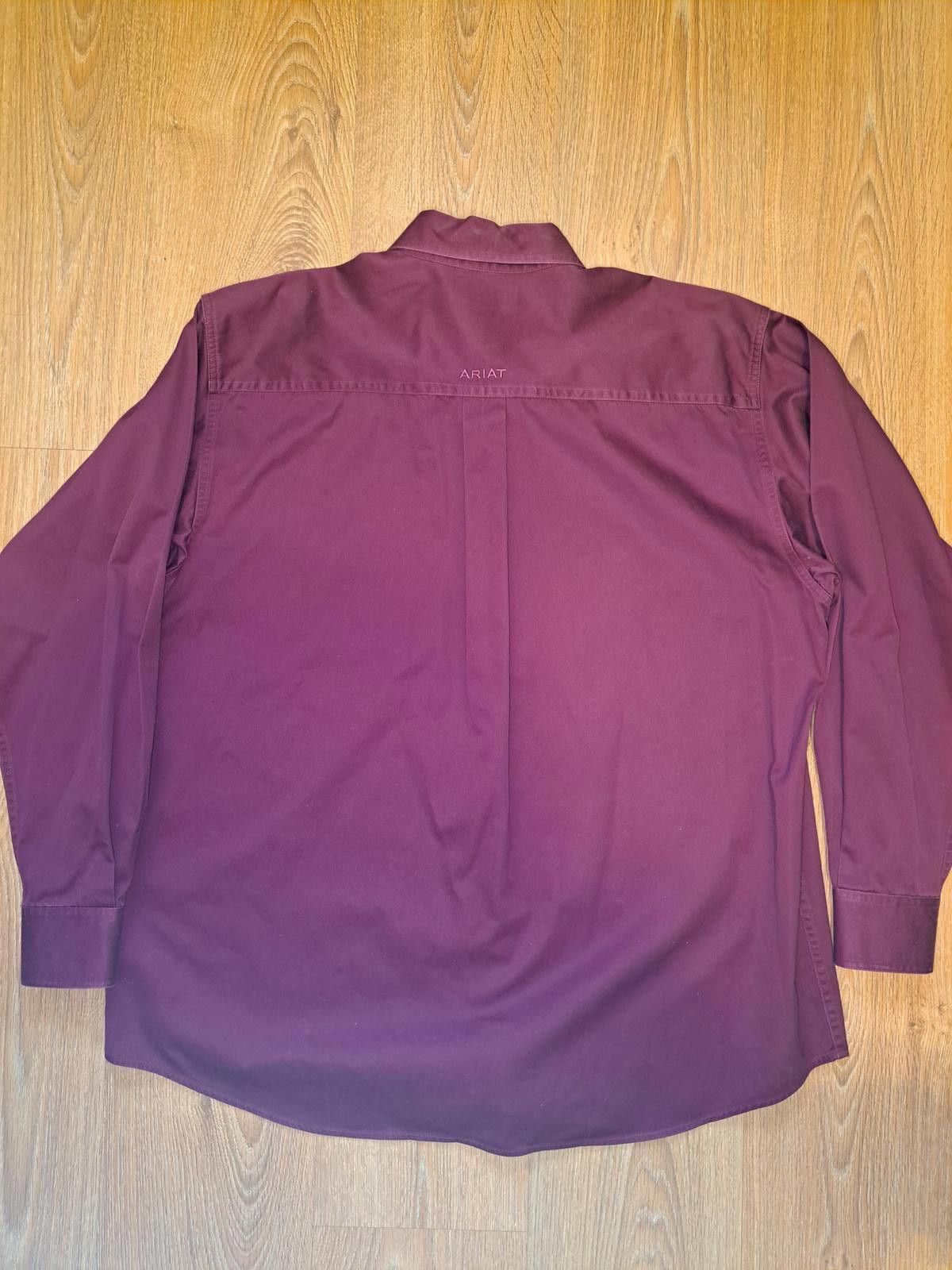 Ariat Ariat Button Up Long Sleeve Shirt Mens XL Burgundy Cotton Size US XL / EU 56 / 4 - 9 Thumbnail