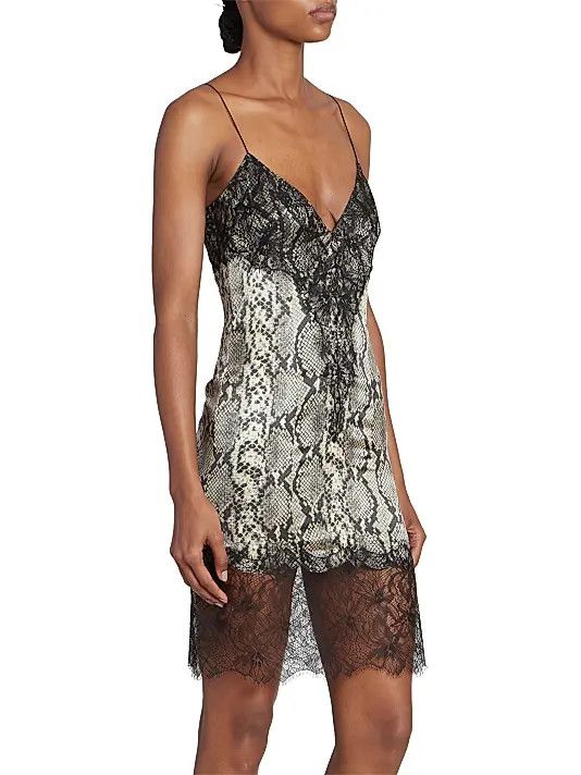 Balmain o1s1wg110825 Python Print Silk Mini Dress in Black Size M / US 6-8 / IT 42-44 - 3 Thumbnail