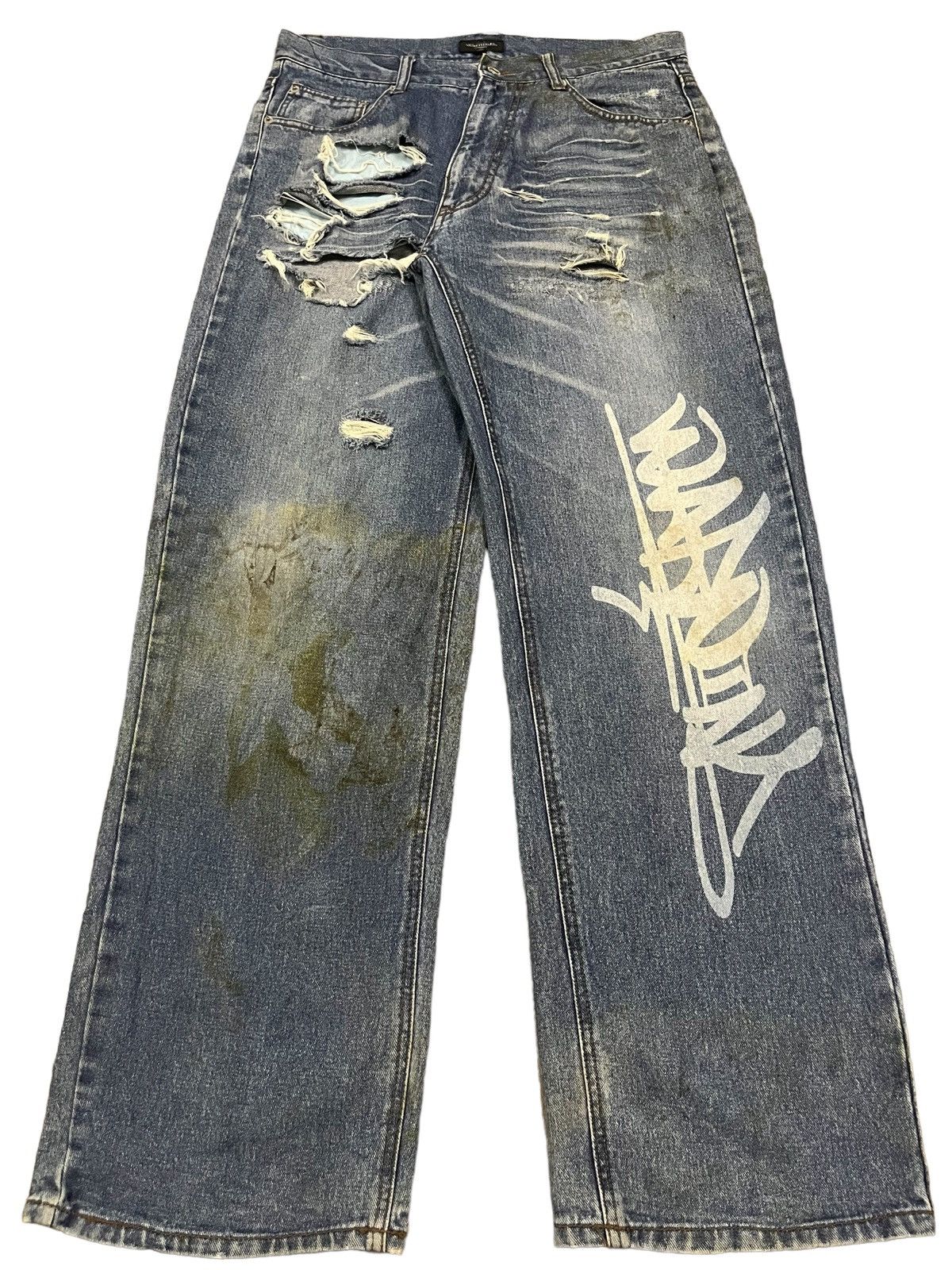 Japanese Brand Vintage Japanese Brand Graffiti Distressed Baggy Style Jeans Size US 32 / EU 48 - 1 Thumbnail