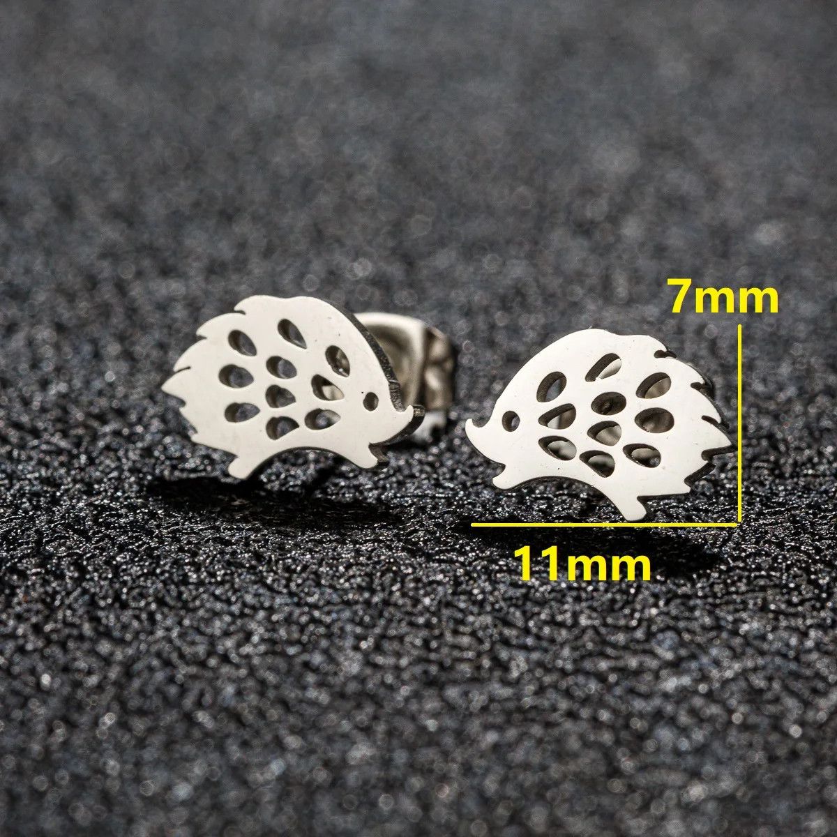 Jewelry Mini Hedgehog Stud Earrings Charm Earring Gift Size ONE SIZE - 2 Thumbnail