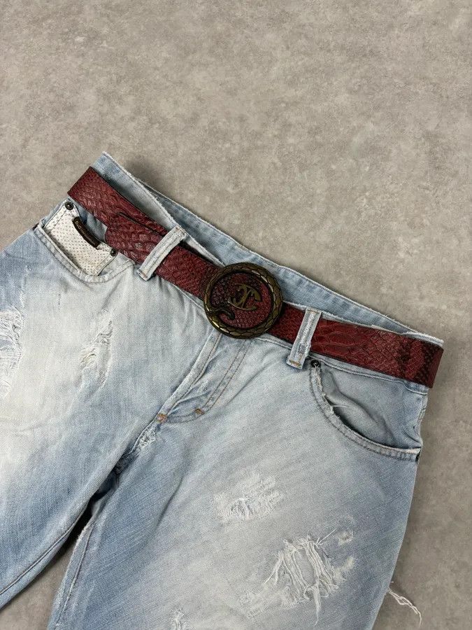 Just Cavalli 2010s Cavalli Snake Buckle Brown & Black Leather Belt Size ONE SIZE - 1 Thumbnail