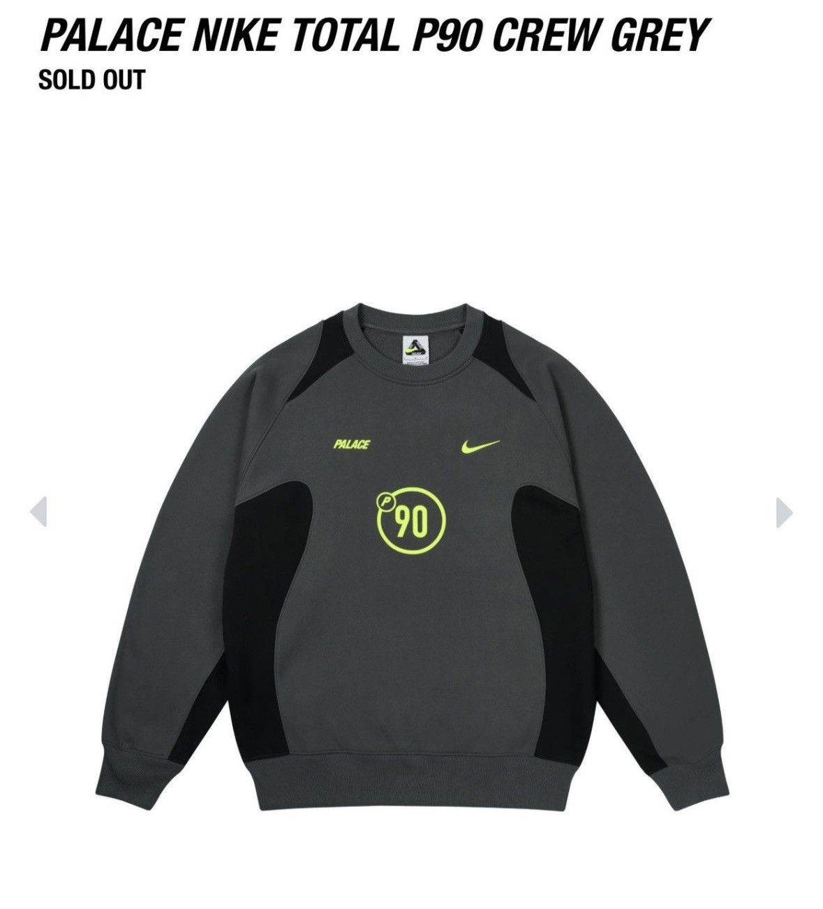 Palace Palace x Nike Total P90 Crew Charcoal | Grailed