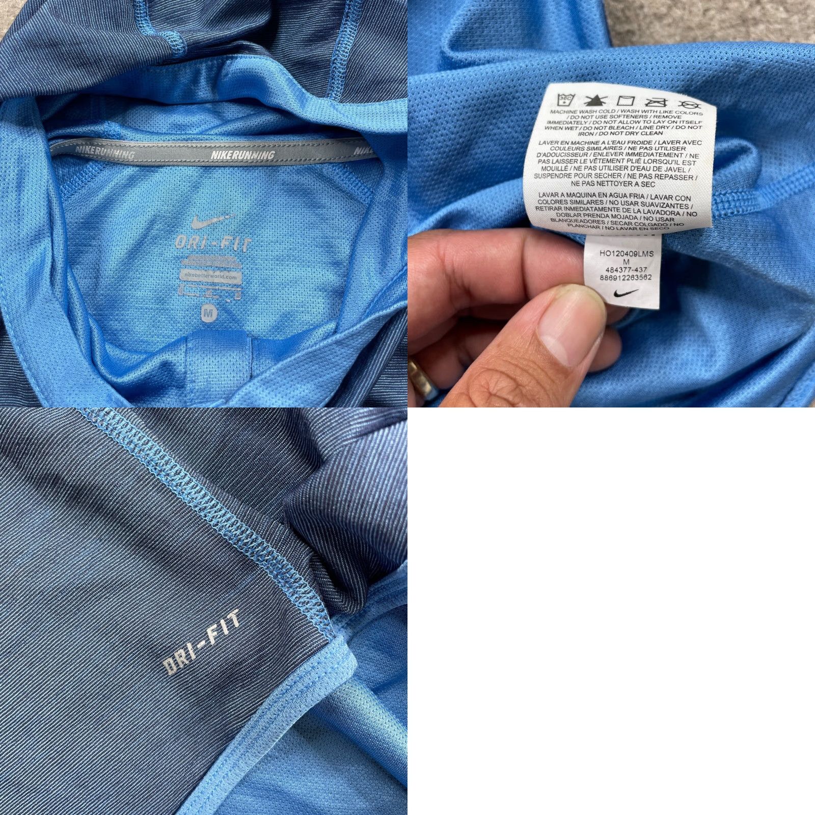 Nike Nike Hoodie Womens Medium Blue Pullover Fleece Hooded Self-Contained Zip 1/4 Zip Thermal Dri-FIT Regular Size M / US 6-8 / IT 42-44 - 8 Thumbnail