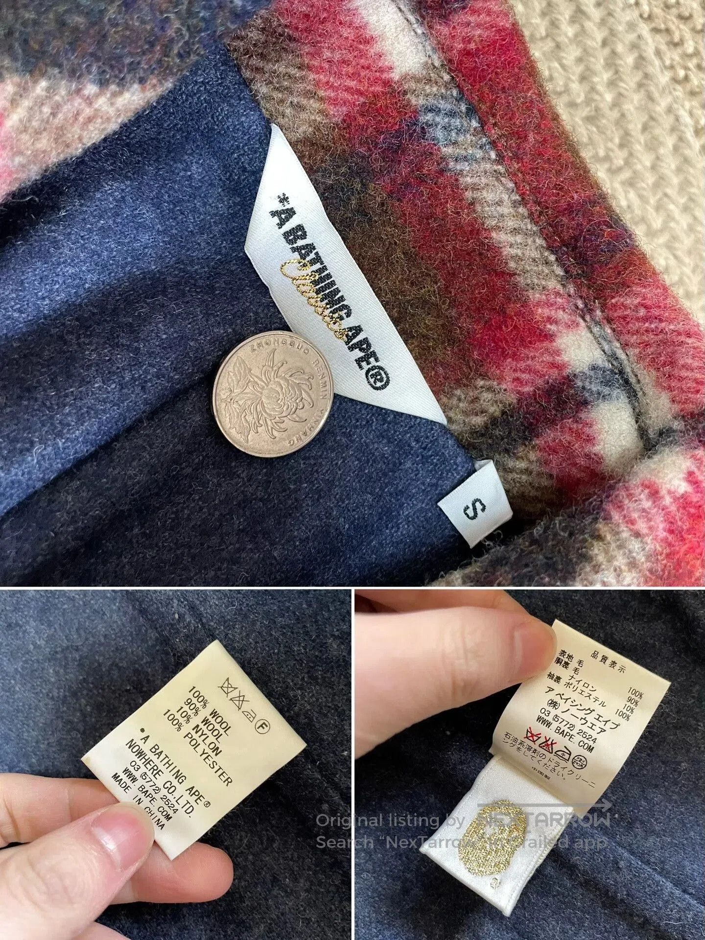 Bape bape check wool double-breasted coat. Size US S / EU 44-46 / 1 - 7 Thumbnail