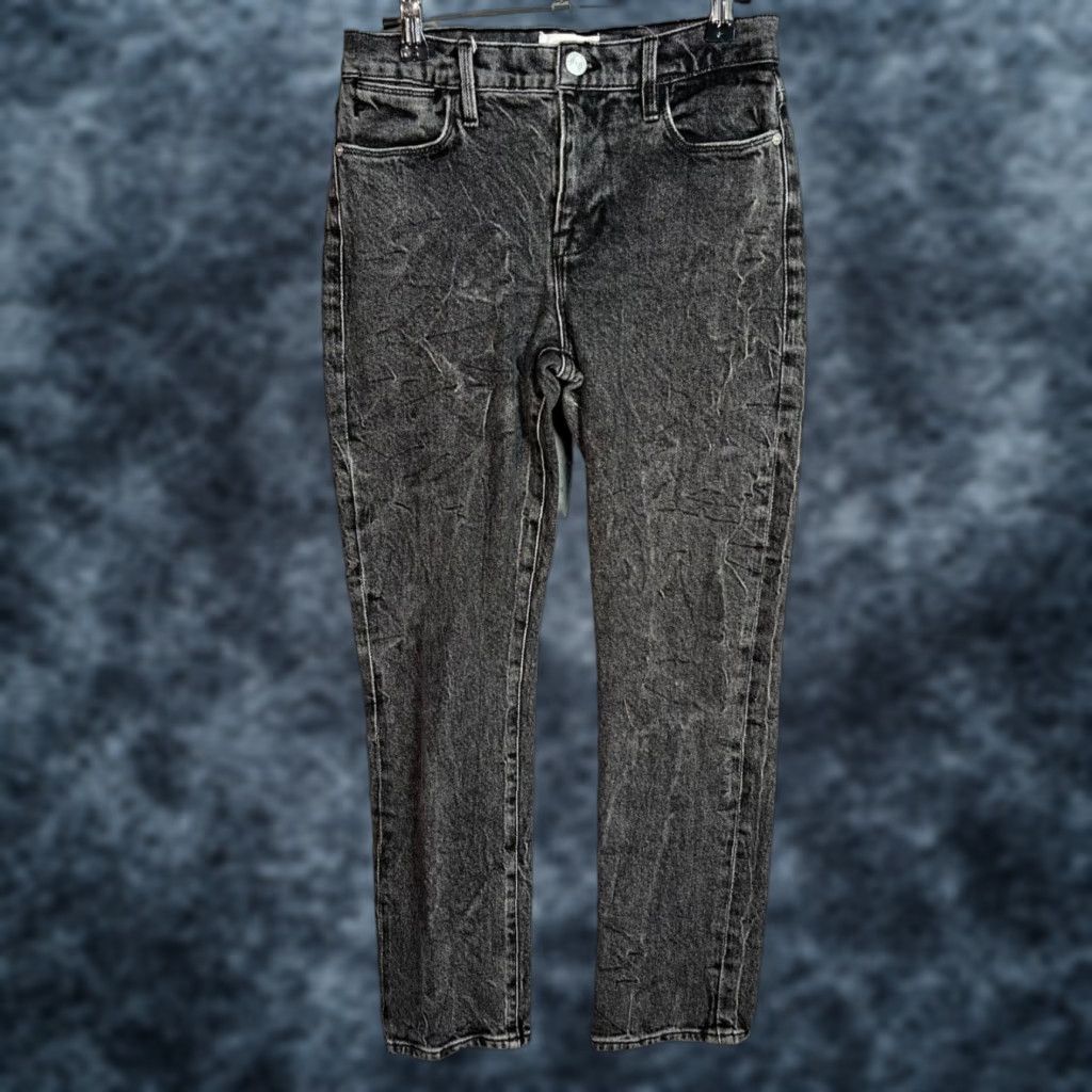 FRAME High Rise Straight Jeans Adult Womens Size 26 Black Denim Cotton Blend