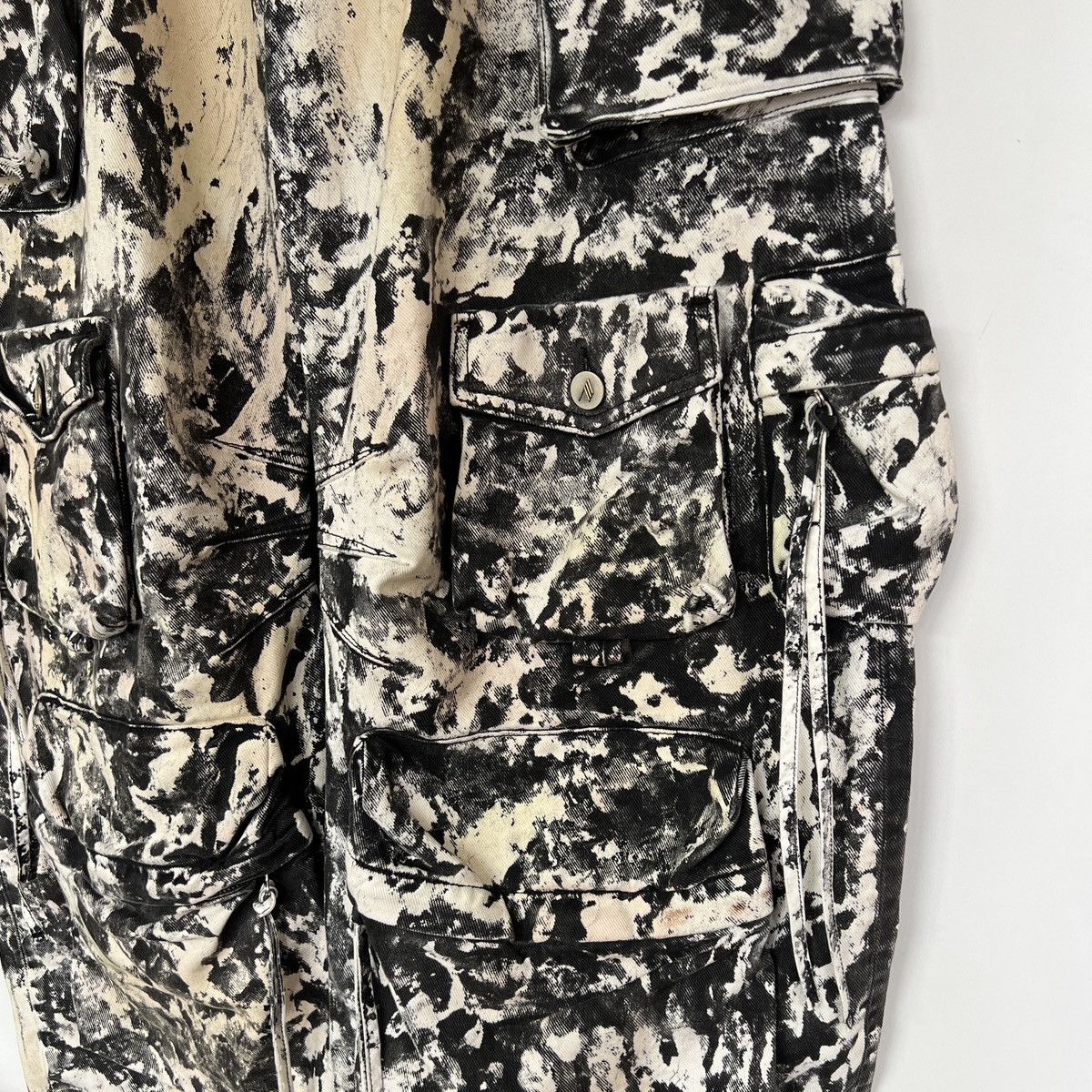 The Attico The Attico black cream abstract print wide leg cargo pants Size 27" / US 4 / IT 40 - 3 Thumbnail