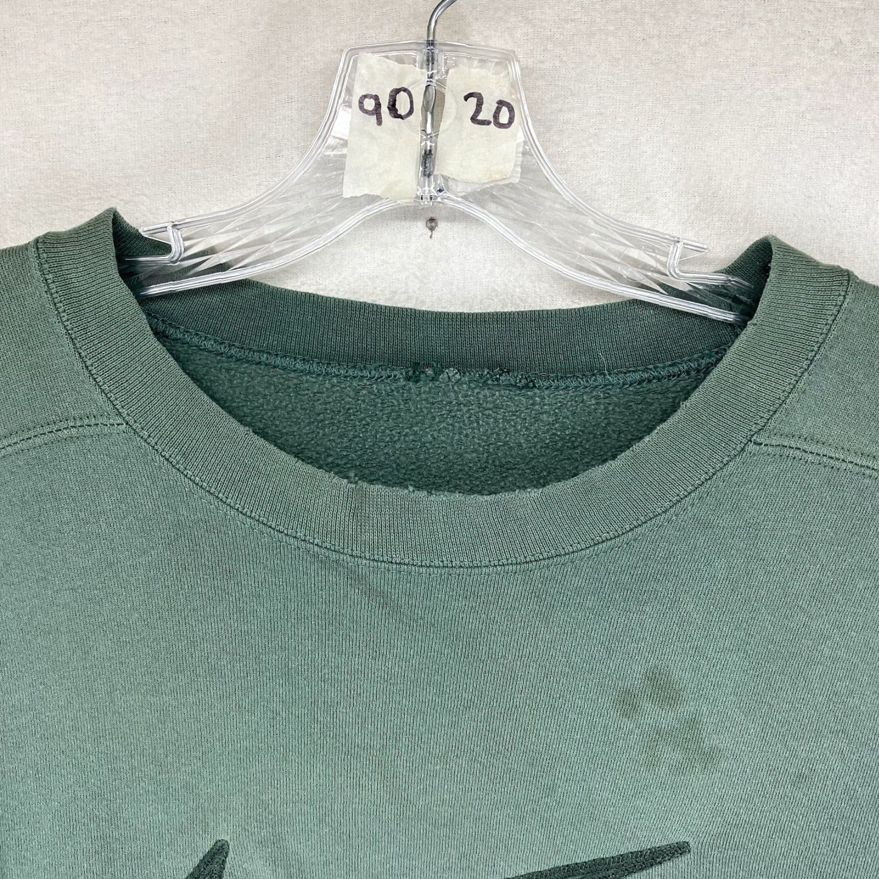 Nike VINTAGE Nike Sweatshirt Mens XL Big Front Embroidered Swoosh Faded Sage Grunge Street 90s USA Skater Crew Neck Long Sleeve Pullover Cotton Polyester Size US XL / EU 56 / 4 - 4 Thumbnail