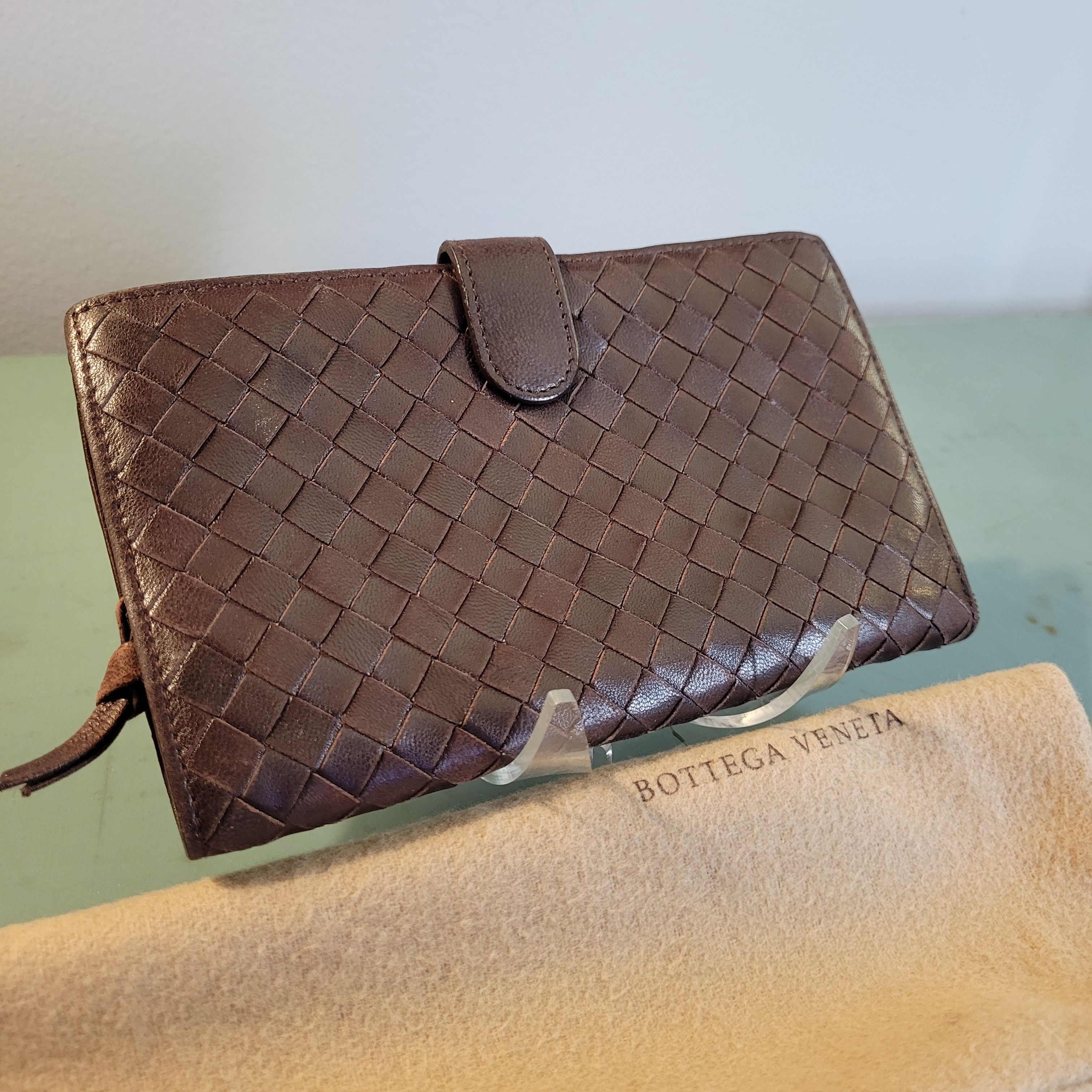 Bottega Veneta Intrecciato Weave Brown Long Wallet