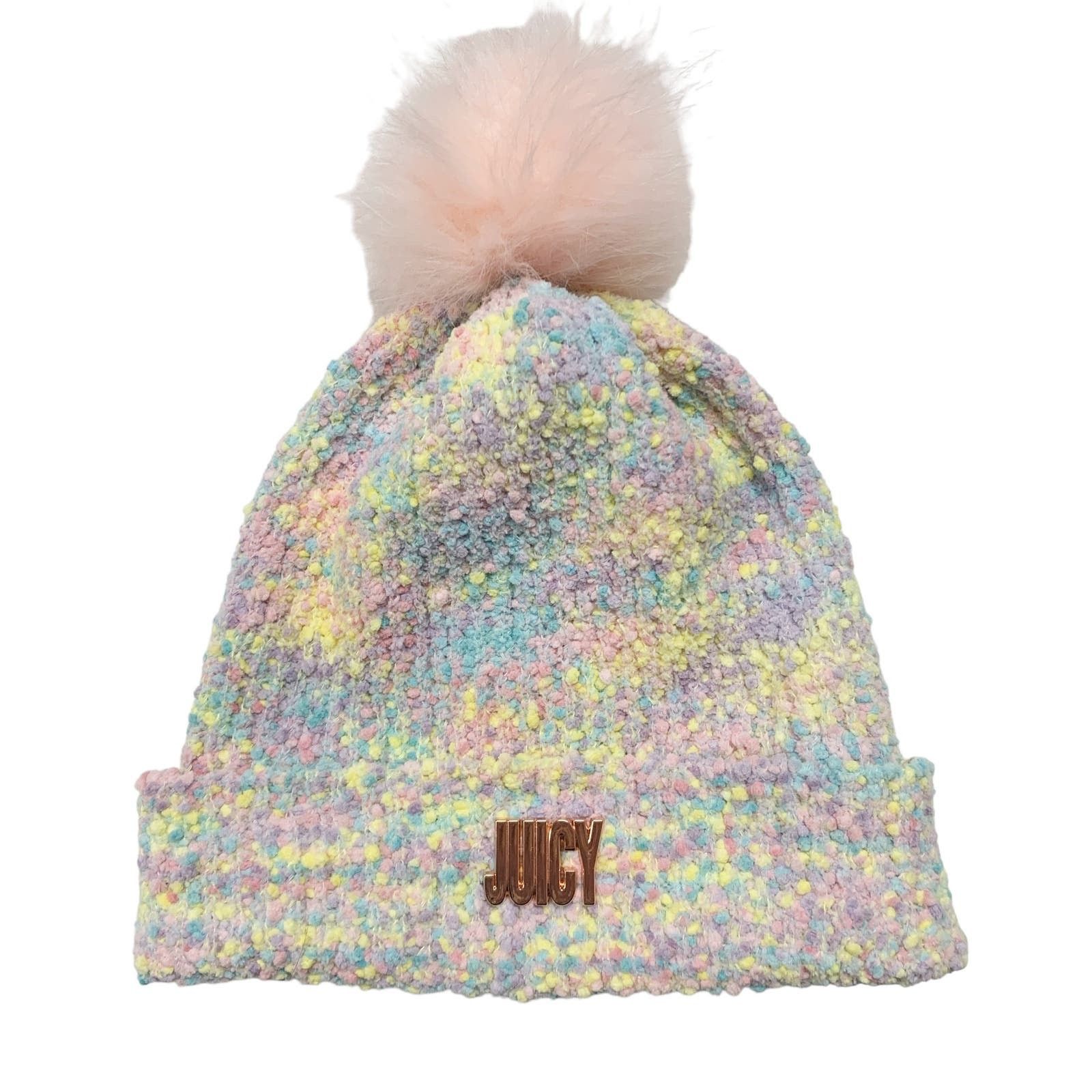 Juicy Couture Juicy Couture Womens OS Pastel Colorful Pom Pom Beanie Size ONE SIZE - 1 Thumbnail
