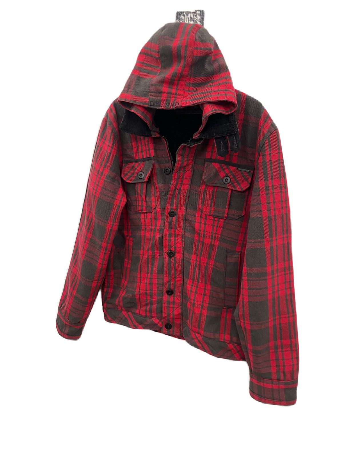 Japanese Brand × KMRii Plaid Jacket Sherpa Inside Deconstructed Jacket With Hoodies Size US XL / EU 56 / 4 - 3 Thumbnail
