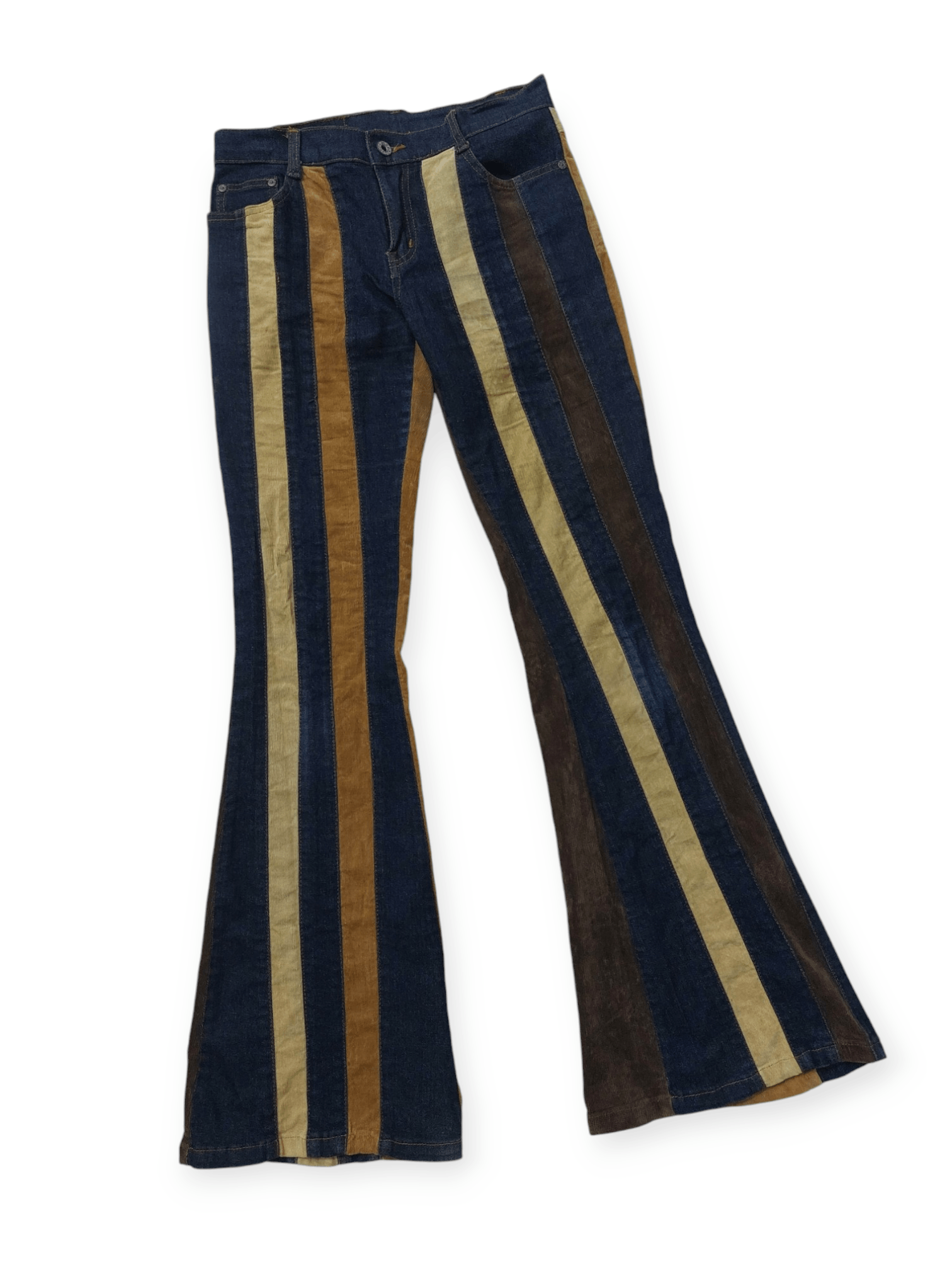 Japanese Brand 🔥Super Flare Japan A.CO.CO Multi Stripe Jeans Size 26" / US 2 / IT 38 - 2 Thumbnail