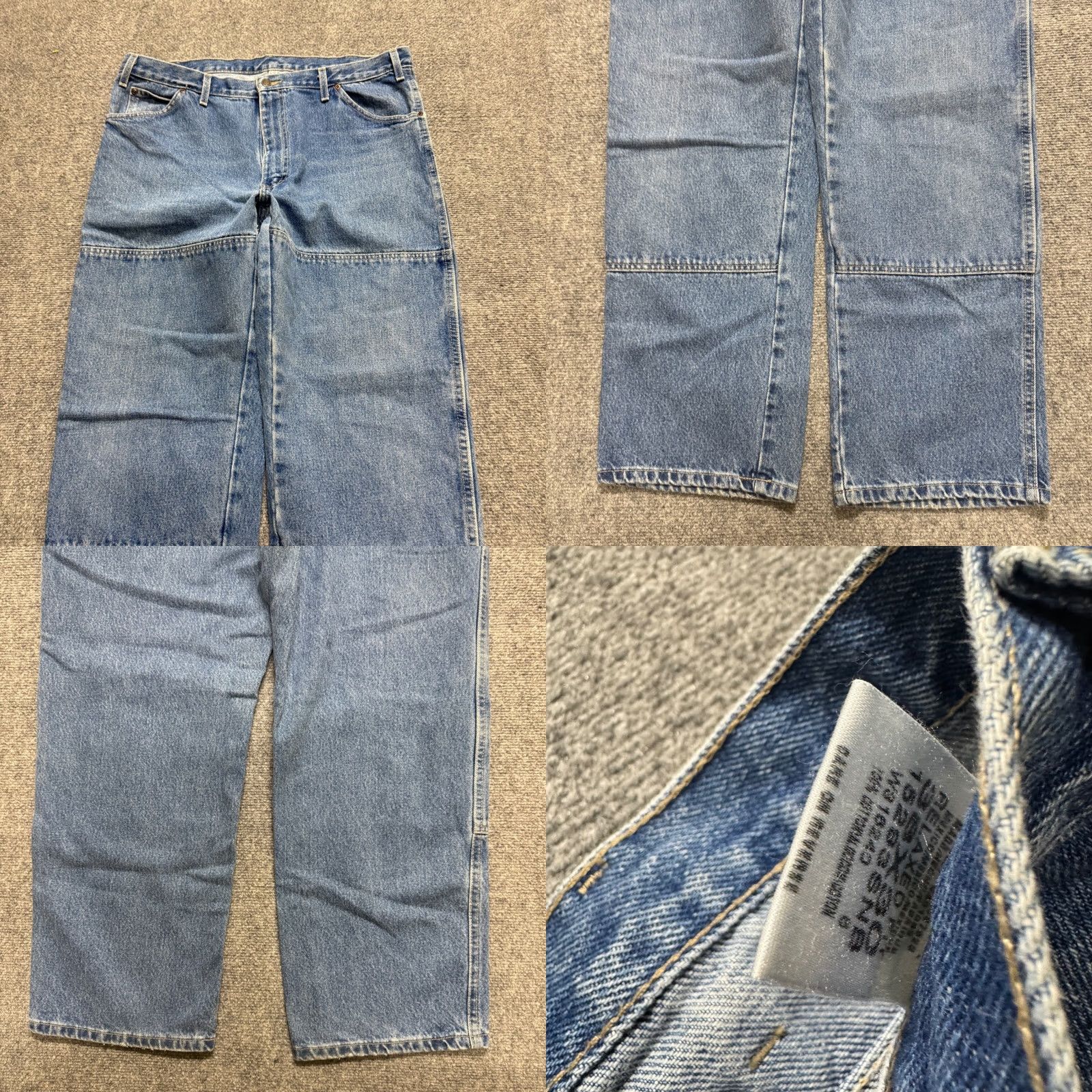 Dickies VTG Dickies Jeans Double Knee Men's 38x30 Dark Blue Denim Jeans Mens Regular 38 Dark Blue Distressed Vintage Dickies Jeans Size US 38 / EU 54 - 8 Thumbnail