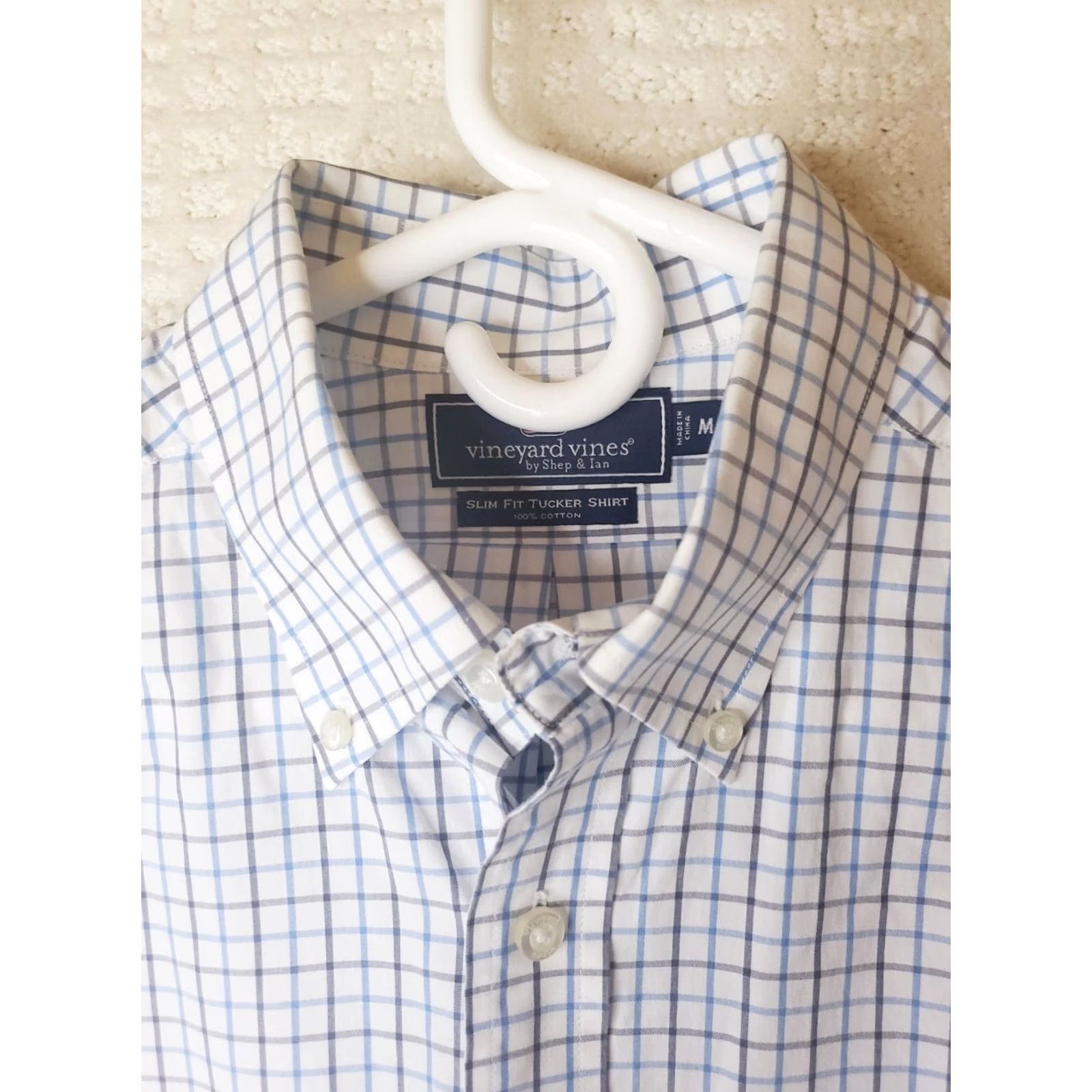 Vineyard Vines Vineyard Vines Tucker Shirt Mens M Slim Fit Plaid Cotton Long Sleeve Button-Up Blue Gray Embroidered Whale Preppy Casual 90s? Size US M / EU 48-50 / 2 - 4 Thumbnail