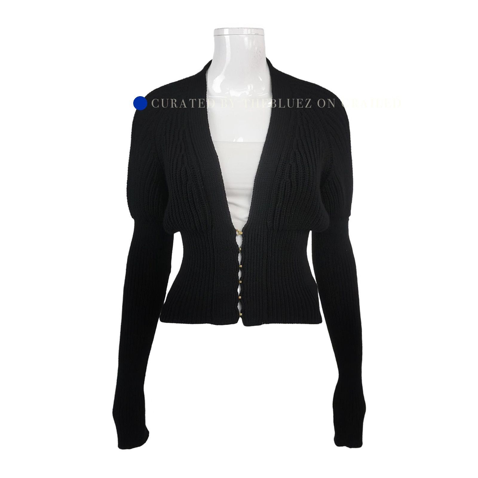Gucci Ribbed Black Knit Cardigan Size US M / EU 48-50 / 2 - 1 Thumbnail