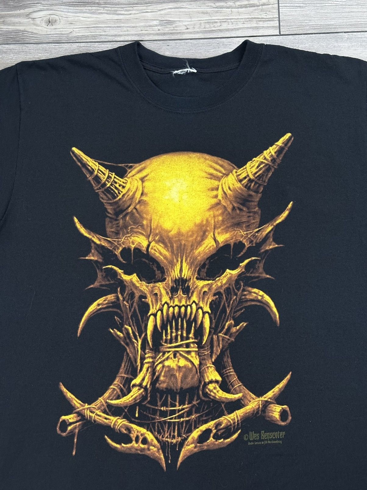 Affliction Crazy Vintage Y2K Wes Benscoter Skull Grunge T Shirt Size US XL / EU 56 / 4 - 2 Thumbnail