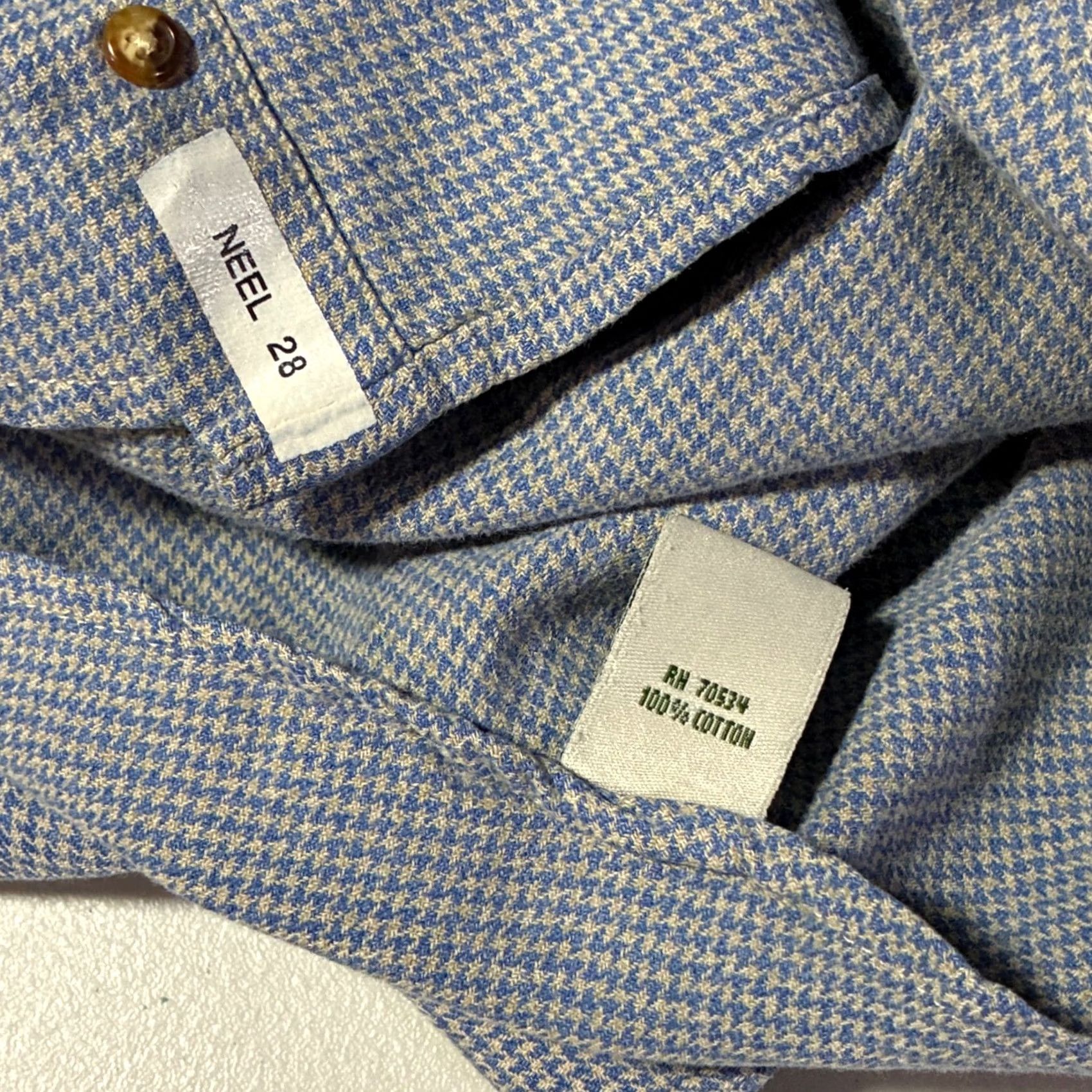 Orvis Orvis Shirt Mens Large Blue Houndstooth Double Pocket Button Down Flannel Shirt Size US L / EU 52-54 / 3 - 6 Thumbnail