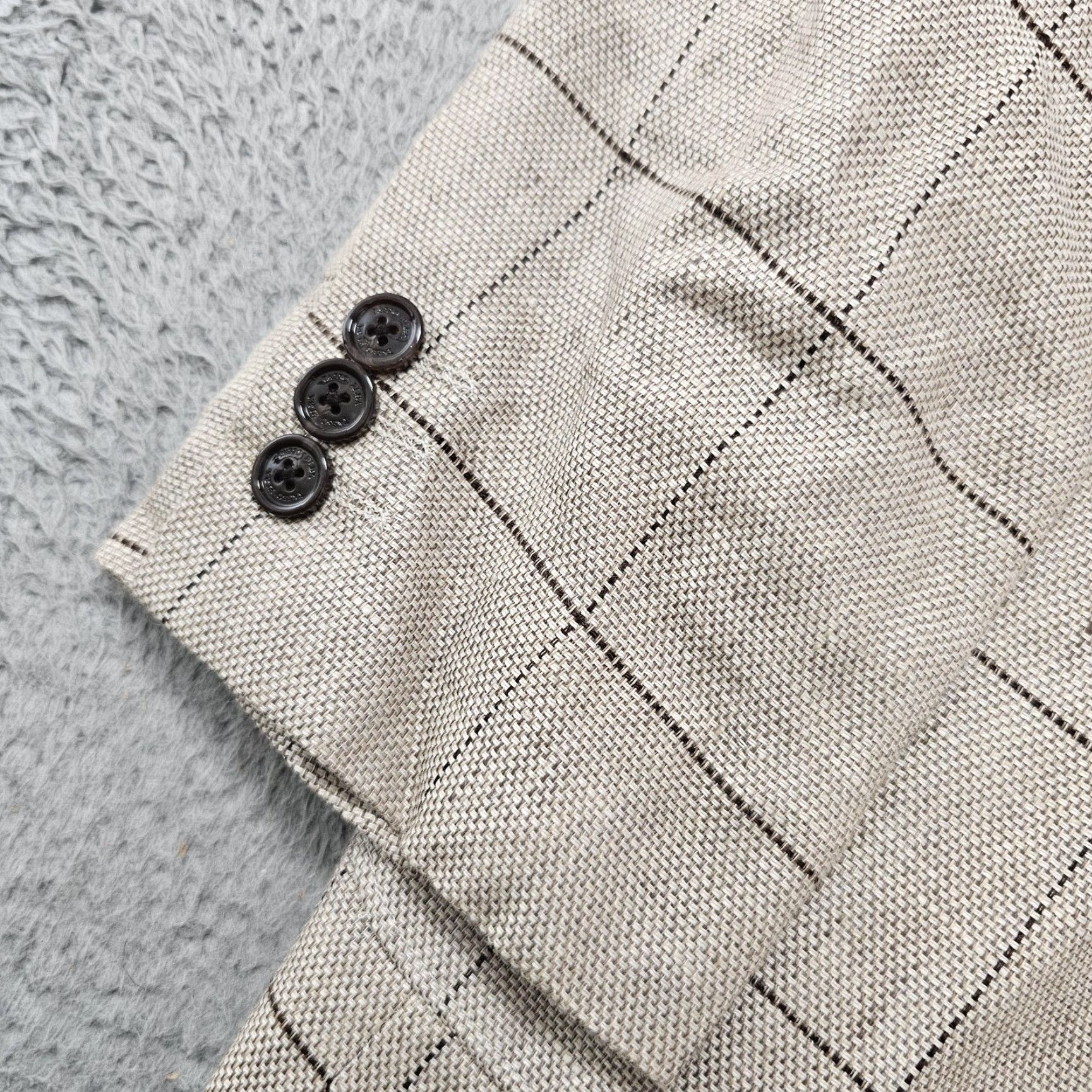 Tasso Elba Tasso Elba Blazer Mens Large Taupe Combo 100% Linen Windowpane Sport Coat Jacket Size 42R - 5 Thumbnail