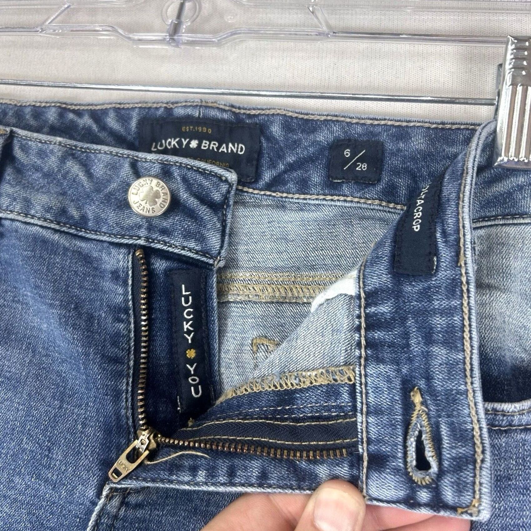 Lucky Brand Lucky Brand Lolita Crop Jeans Women 6 Denim Mid Rise Blue 26.5in Inseam Stretch Button Pocket Skinny Size 28" / US 6 / IT 42 - 2 Thumbnail