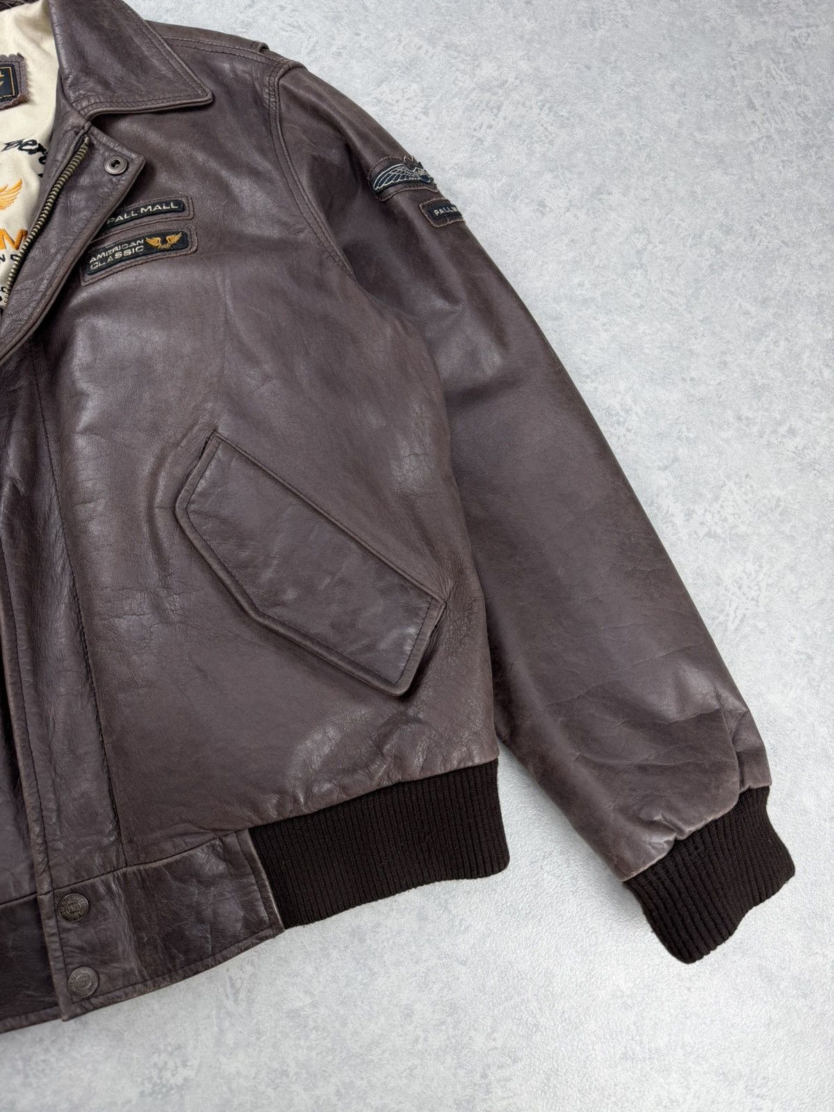 Genuine Leather Pall Mall Leather Bomber Jacket Brown Aviator Size L Size US L / EU 52-54 / 3 - 3 Thumbnail