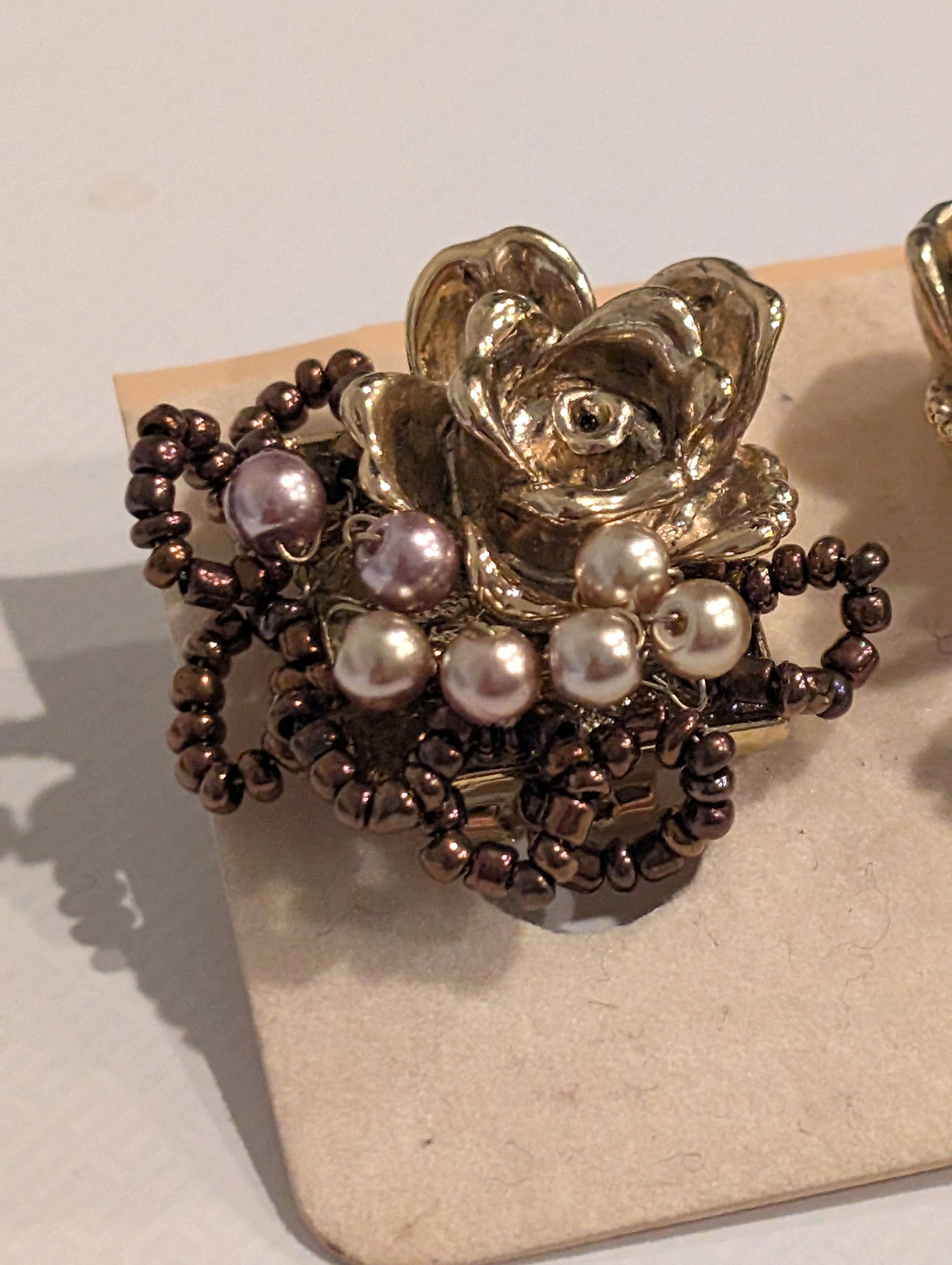 Other Vintage Romantic Rose Cluster Post & Clip Earrings Size ONE SIZE - 4 Thumbnail