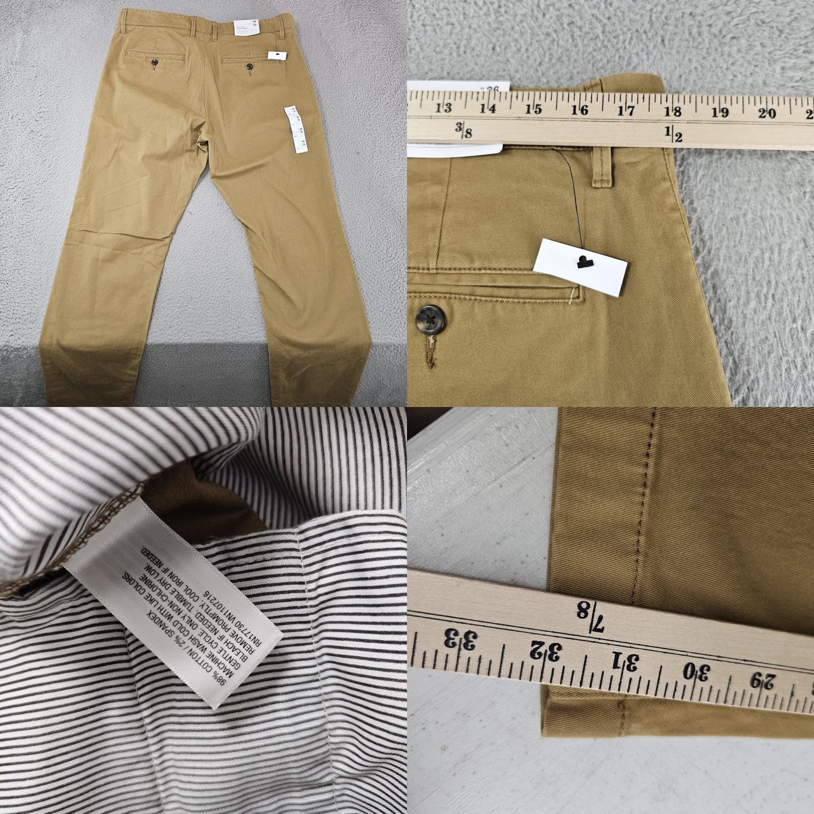 Vintage Goodfellow & Co Chino Pants Mens 36x32 Khaki Slim Stretch Flat Front Pockets Zip Fly Button Closure The Every Wear Chino Casual Business Mens Size US 36 / EU 52 - 8 Thumbnail