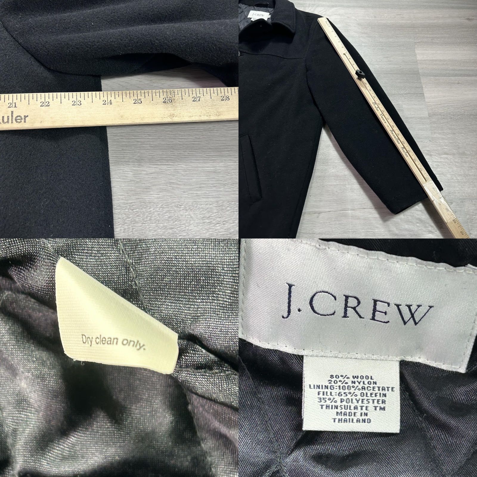 J.Crew J.Crew Coat Mens Large Black Wool Thinsulate Quilted Lined Button Front Size US L / EU 52-54 / 3 - 8 Thumbnail