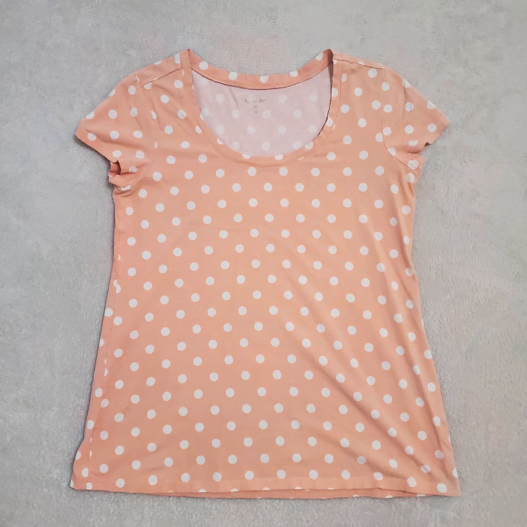 Vintage Garnet Hill Shirt Women XS Peach White Polka Dot Cap Sleeve Stretch Size XS / US 0-2 / IT 36-38 - 2 Thumbnail