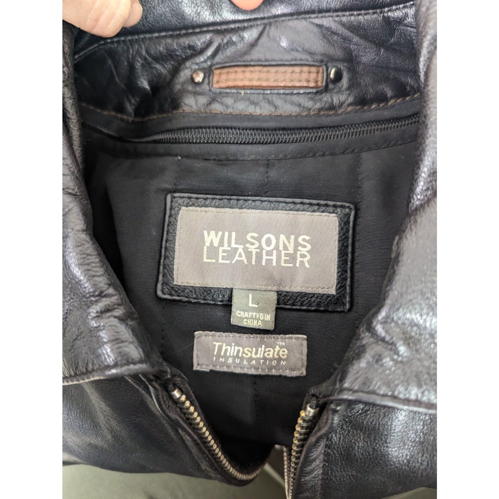 Vintage VINTAGE Wilsons Leather Jacket Mens Large Black Bomber Full Zip Lined Biker Thinsulate Grunge 90s Size US L / EU 52-54 / 3 - 3 Thumbnail