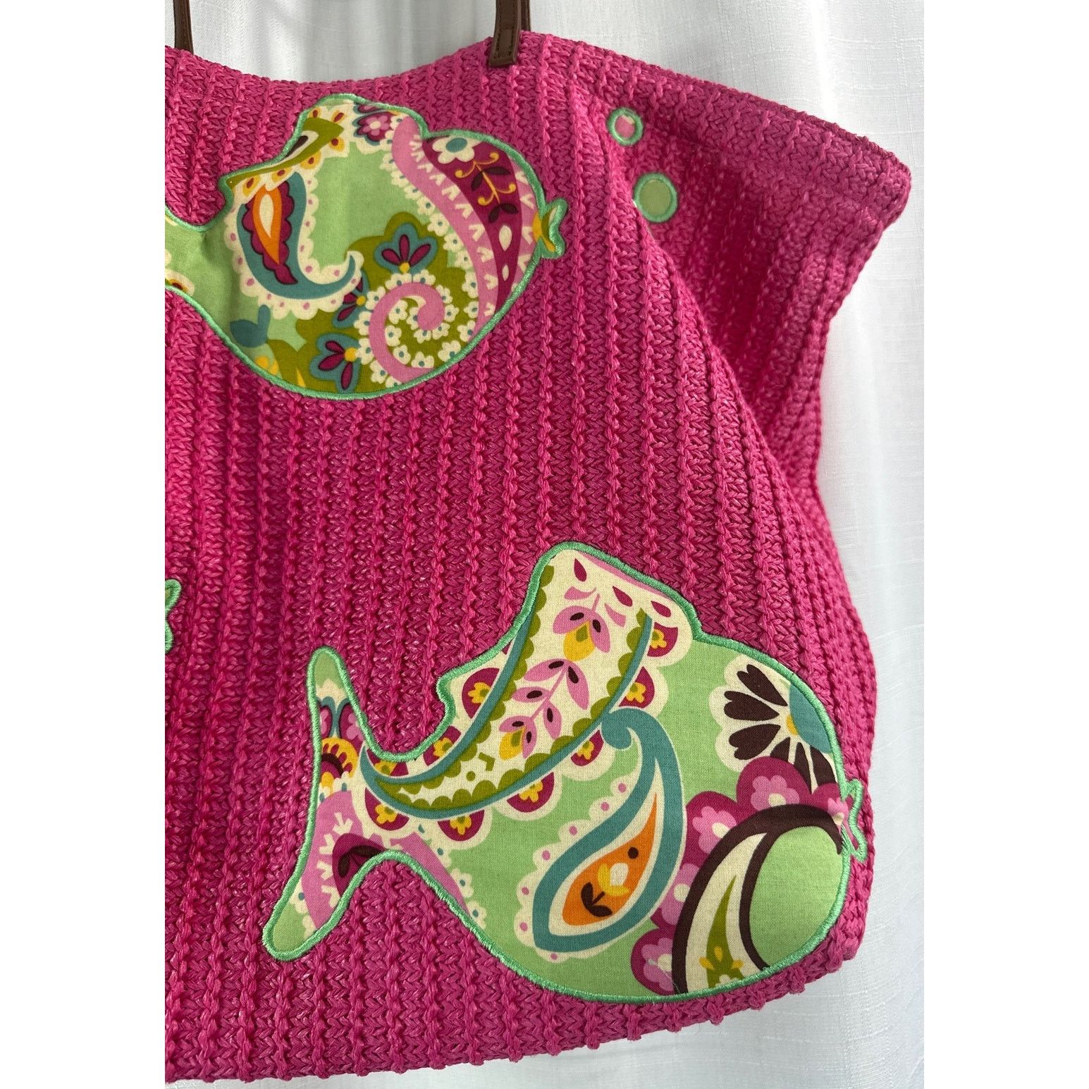 Vera Bradley Vera Bradley Resort Tuttie Frutti Pink Fish Straw Tote Bag Size ONE SIZE - 2 Thumbnail