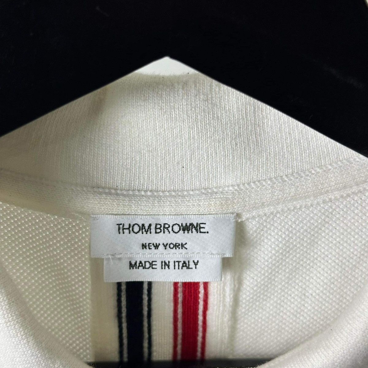Thom Browne THOM BROWNE BACK STRIPED WHITE POLO SHIRT Size US M / EU 48-50 / 2 - 4 Thumbnail