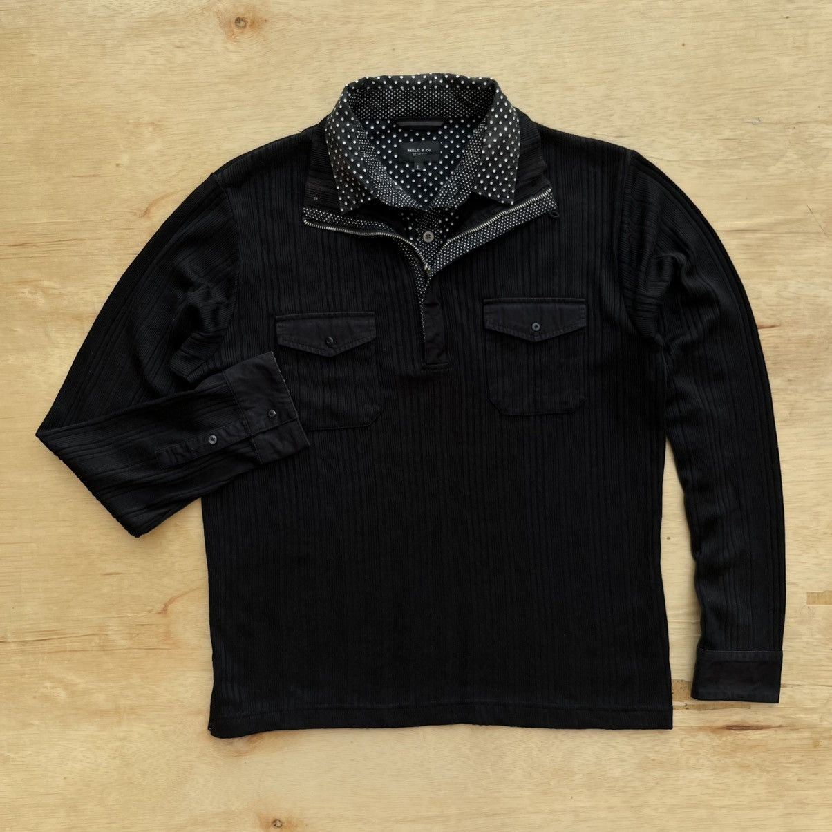 MALE & CO DOUBLE NECK ZIP UP and BUTTON SLIM FIT Y2K VINTAGE